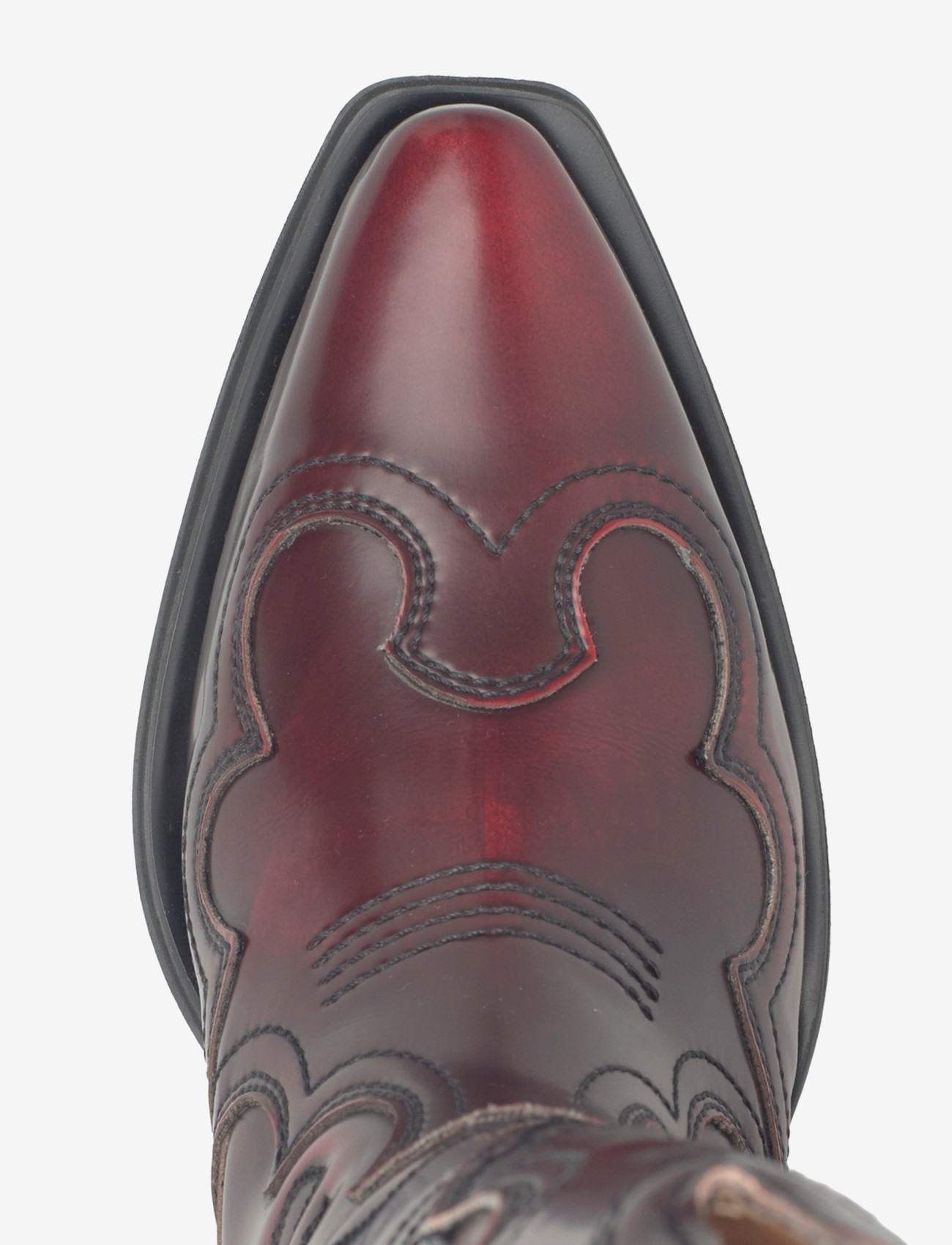 Ganni - Mid Shaft Embroidered Western Boot Brushed - cowboystøvler - burgundy - 3