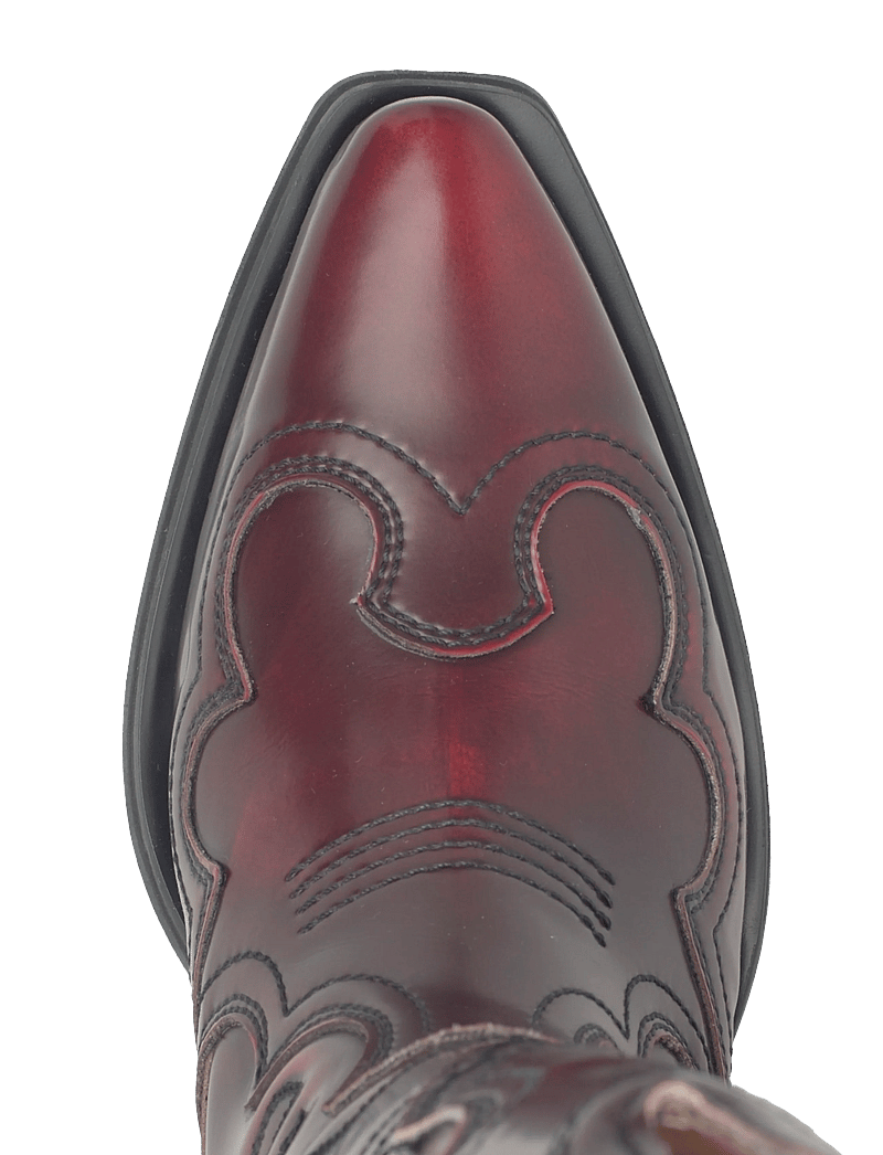 Ganni - Mid Shaft Embroidered Western Boot Brushed - cowboystøvler - burgundy - 3
