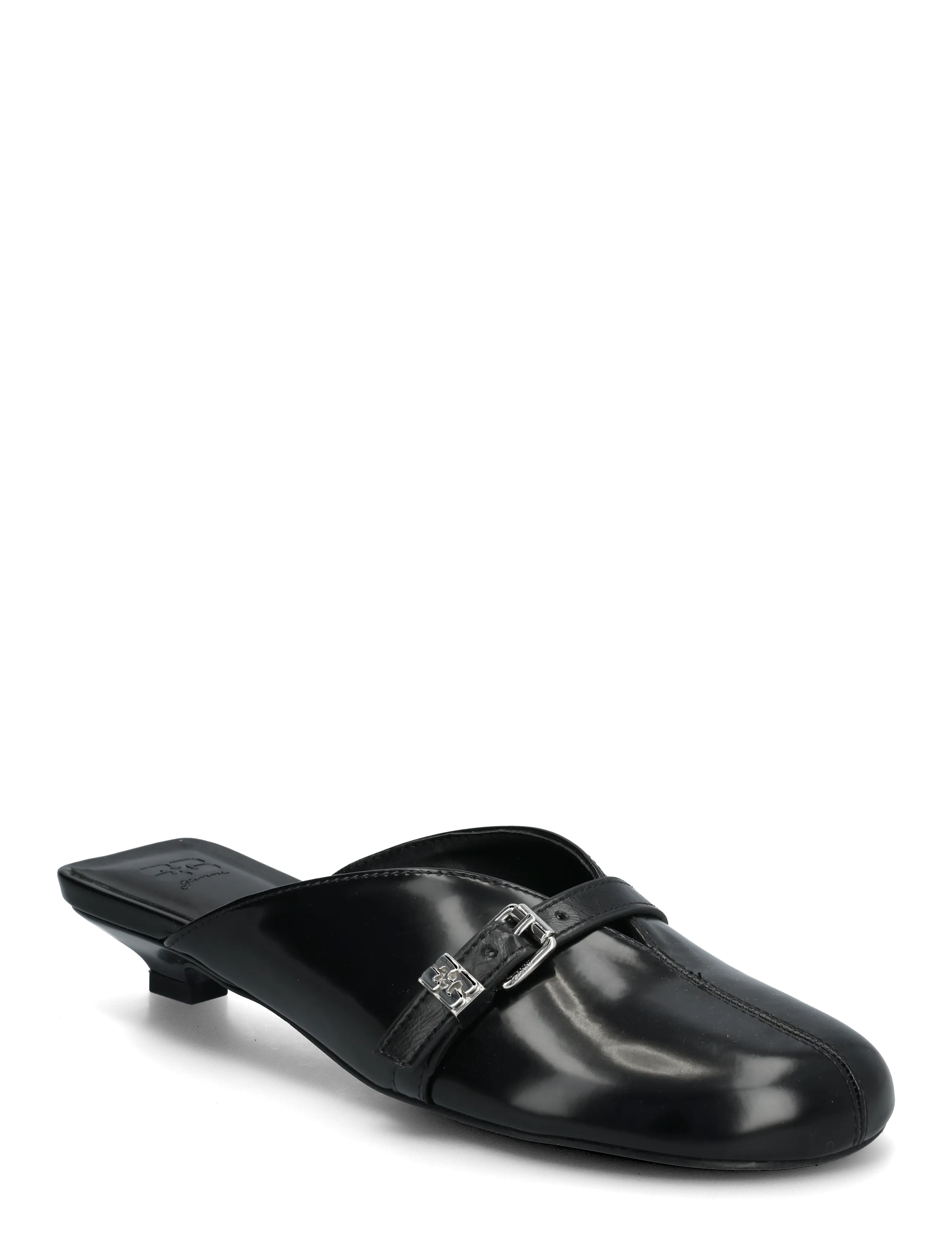 Ganni Sue Kitten Heel Mule Box Oleatex, 40, Mules & Slip-ins, Schwarz - Heeled Mules, Frauen