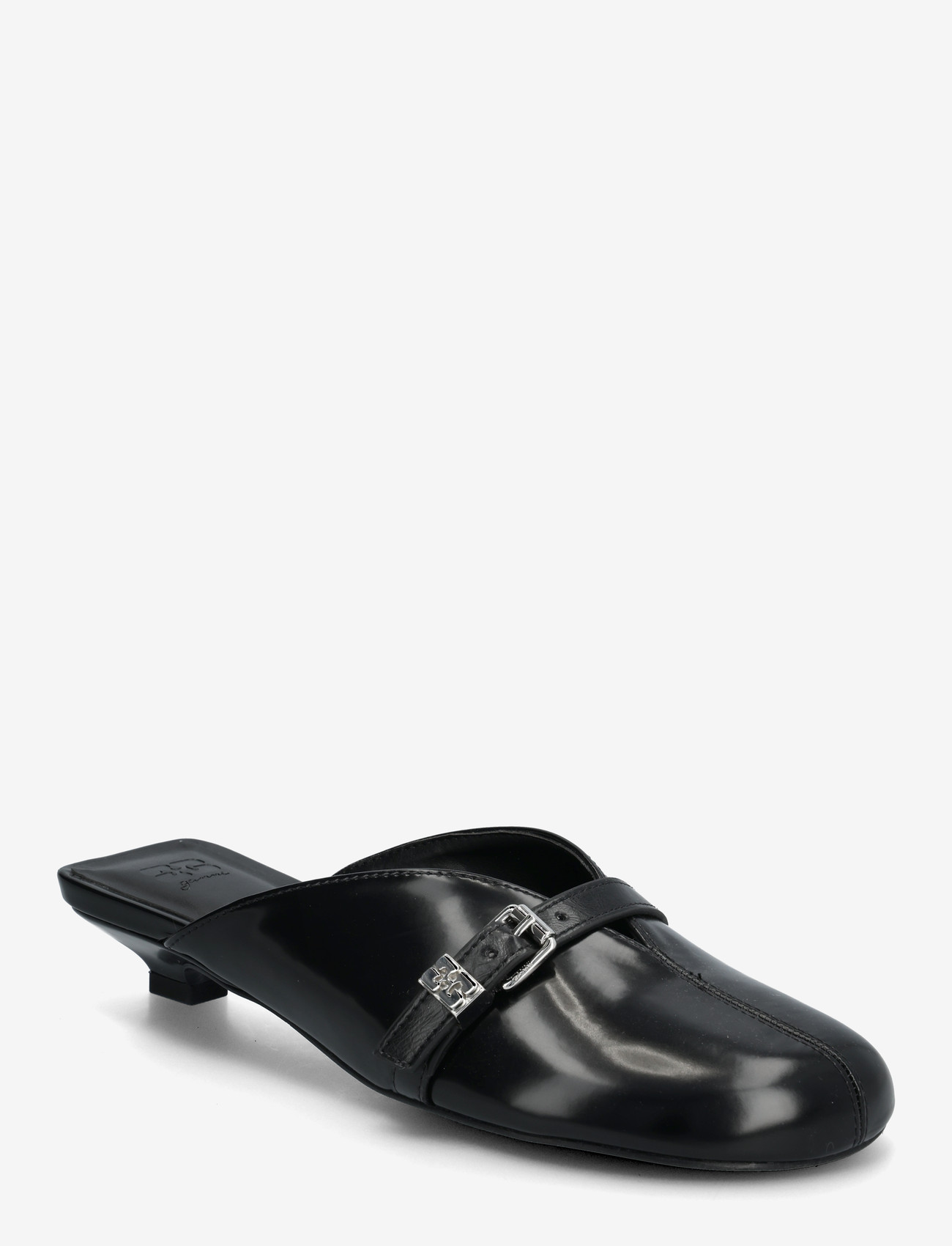 Ganni - Sue Kitten Heel Mule Box Oleatex - mules med hæle - black - 0