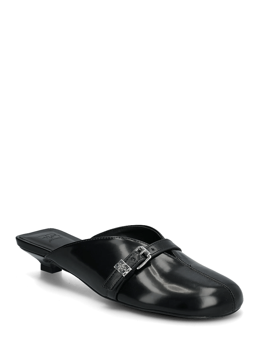 Ganni - Sue Kitten Heel Mule Box Oleatex - pantoletten mit absätzen - black - 0