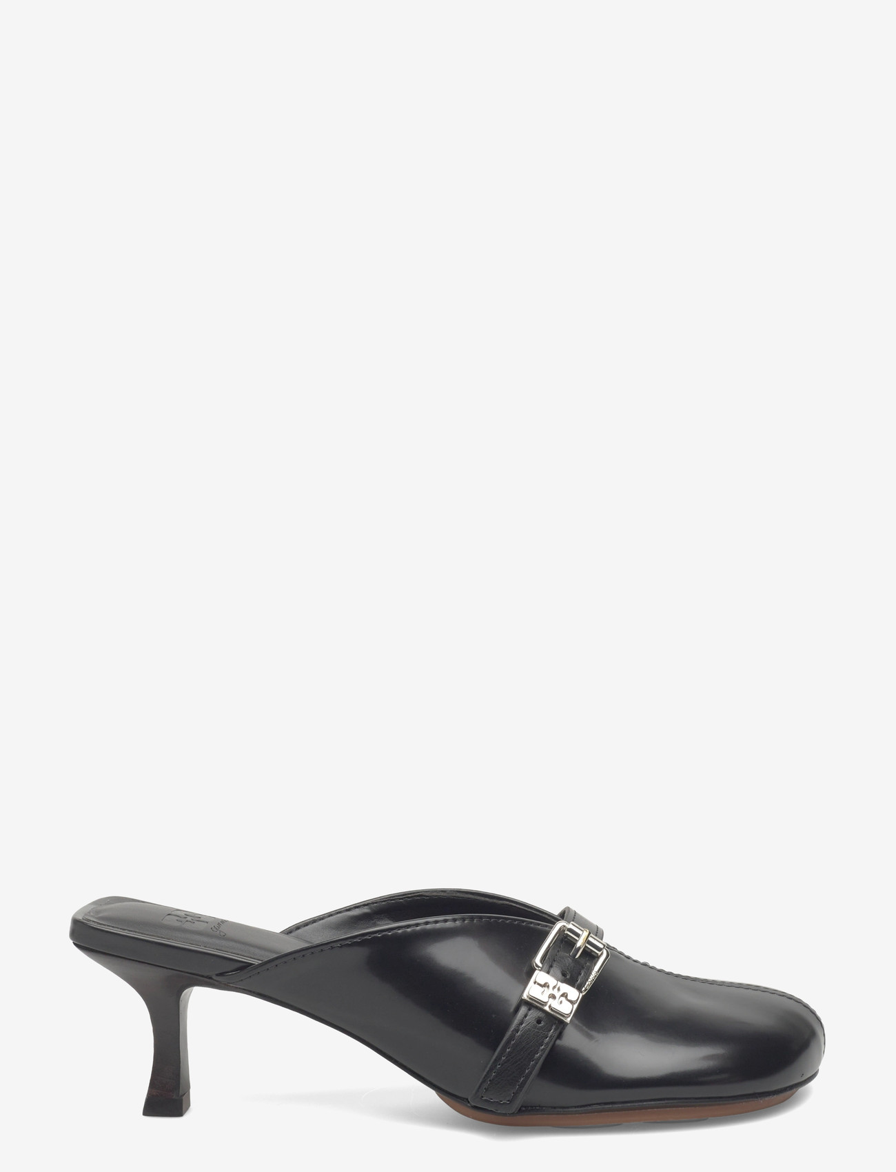 Ganni - Sue Heeled Mule Box Oleatex - mules med hæle - black - 1