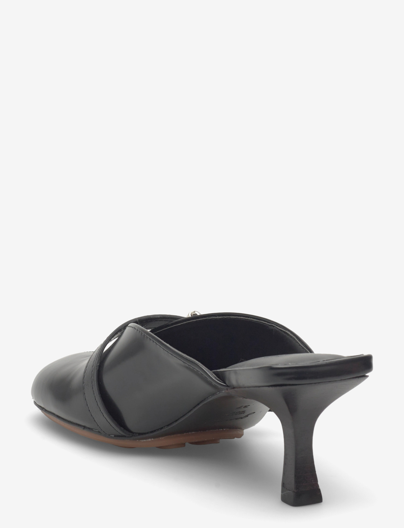 Ganni - Sue Heeled Mule Box Oleatex - mules med hæle - black - 2