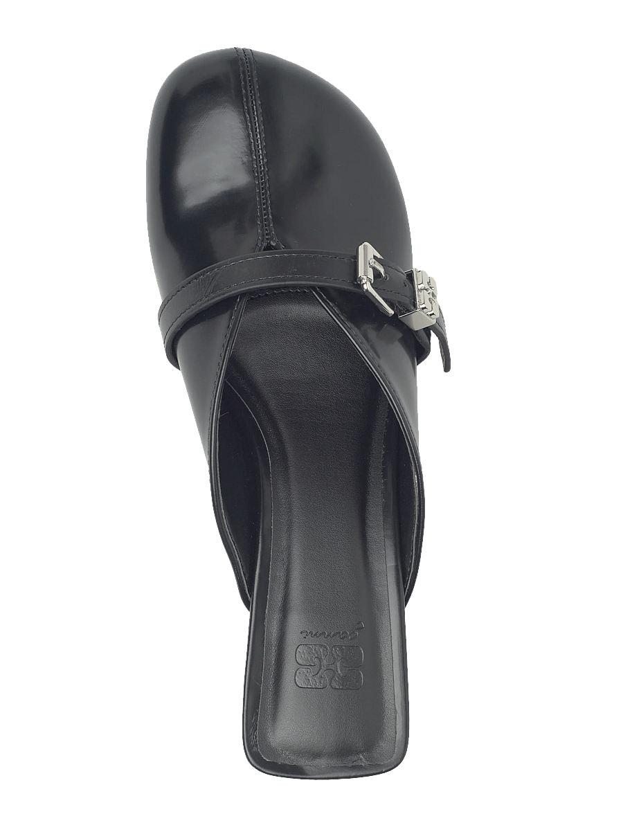 Ganni - Sue Heeled Mule Box Oleatex - pantoletten mit absätzen - black - 3