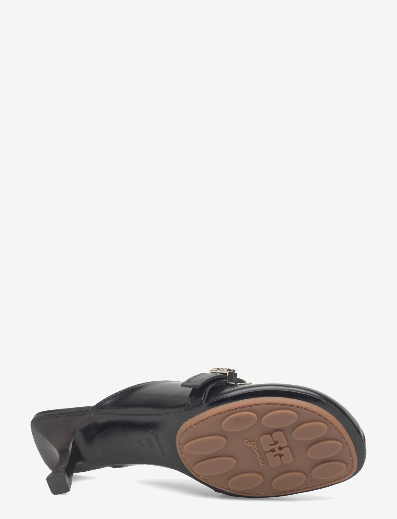 Ganni - Sue Heeled Mule Box Oleatex - mules med hæle - black - 4