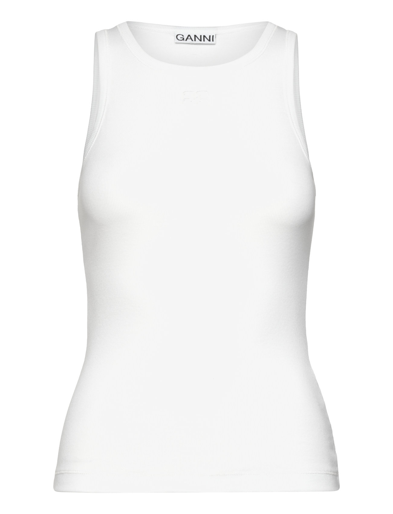 Ganni - Soft Cotton Rib Jersey - tanktops - bright white - 0