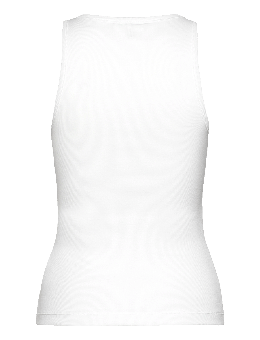 Ganni - Soft Cotton Rib Tank Top - varrukateta topid - bright white - 1