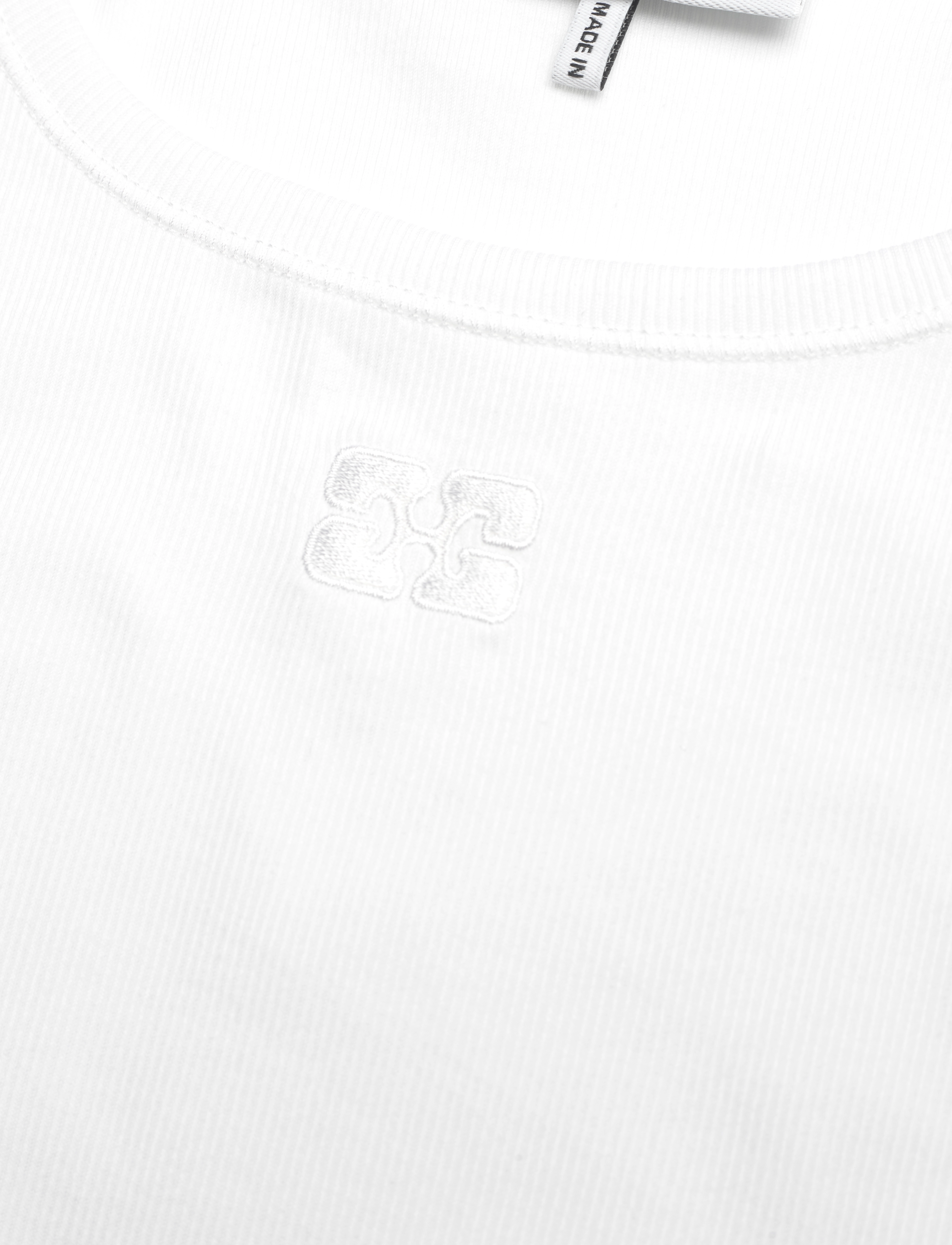 Ganni - Soft Cotton Rib Jersey - linnen - bright white - 2