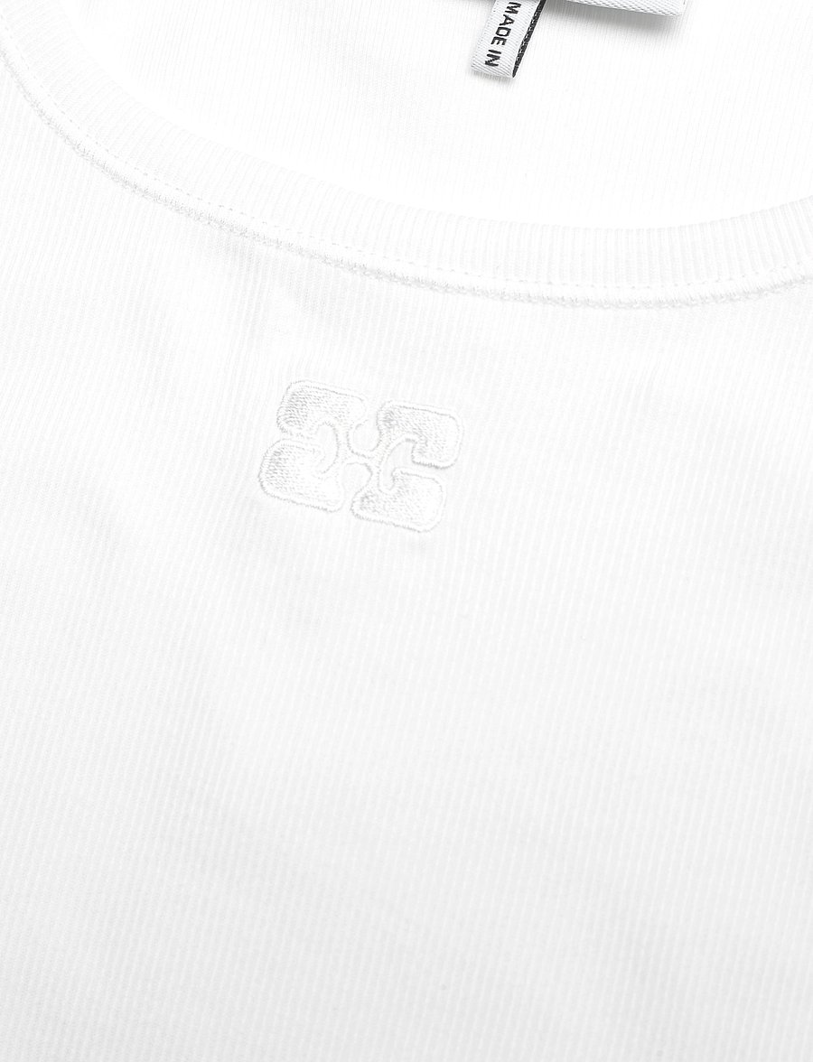 Ganni - Soft Cotton Rib Tank Top - varrukateta topid - bright white - 2