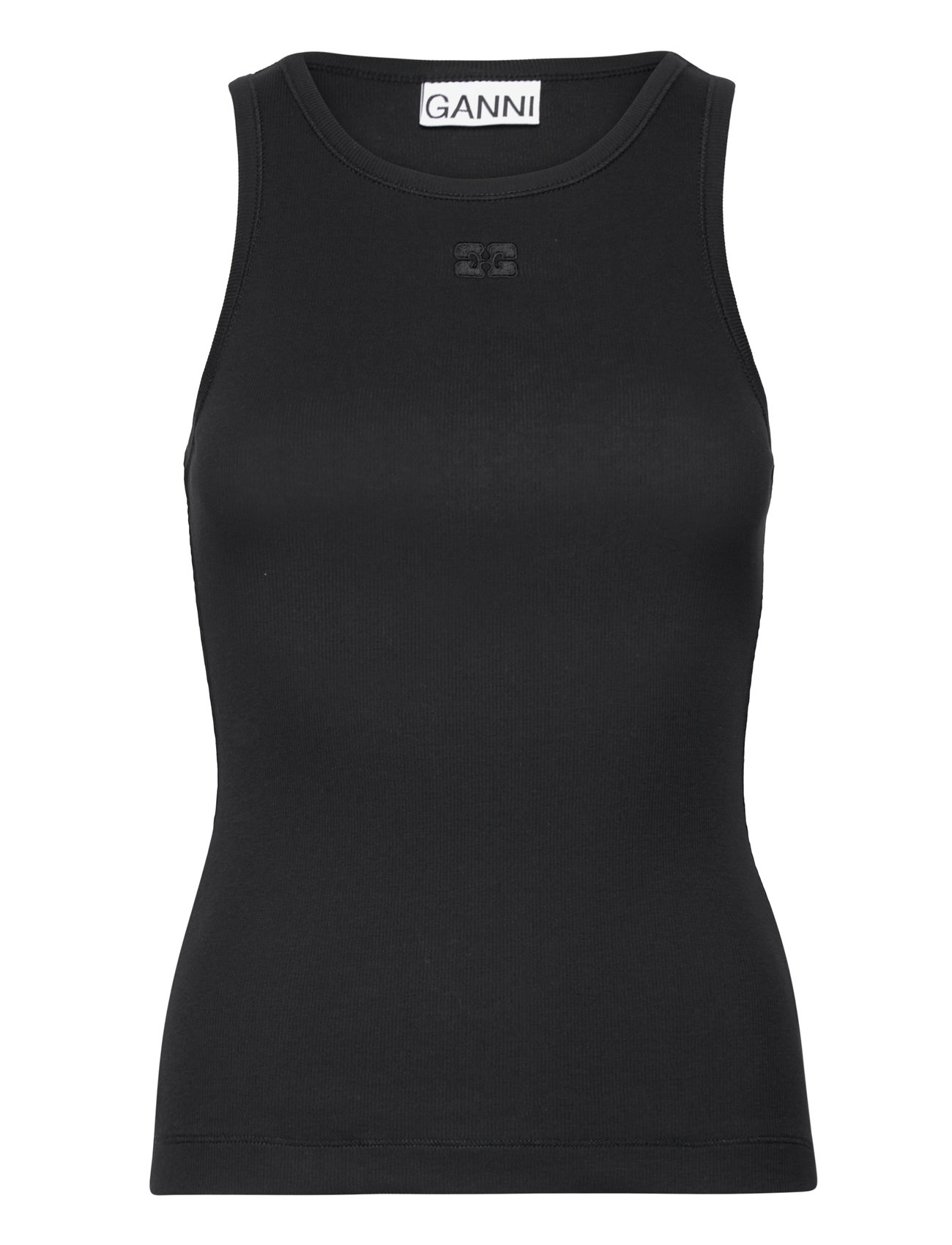 Ganni - Soft Cotton Rib Jersey - tanktops - black - 0