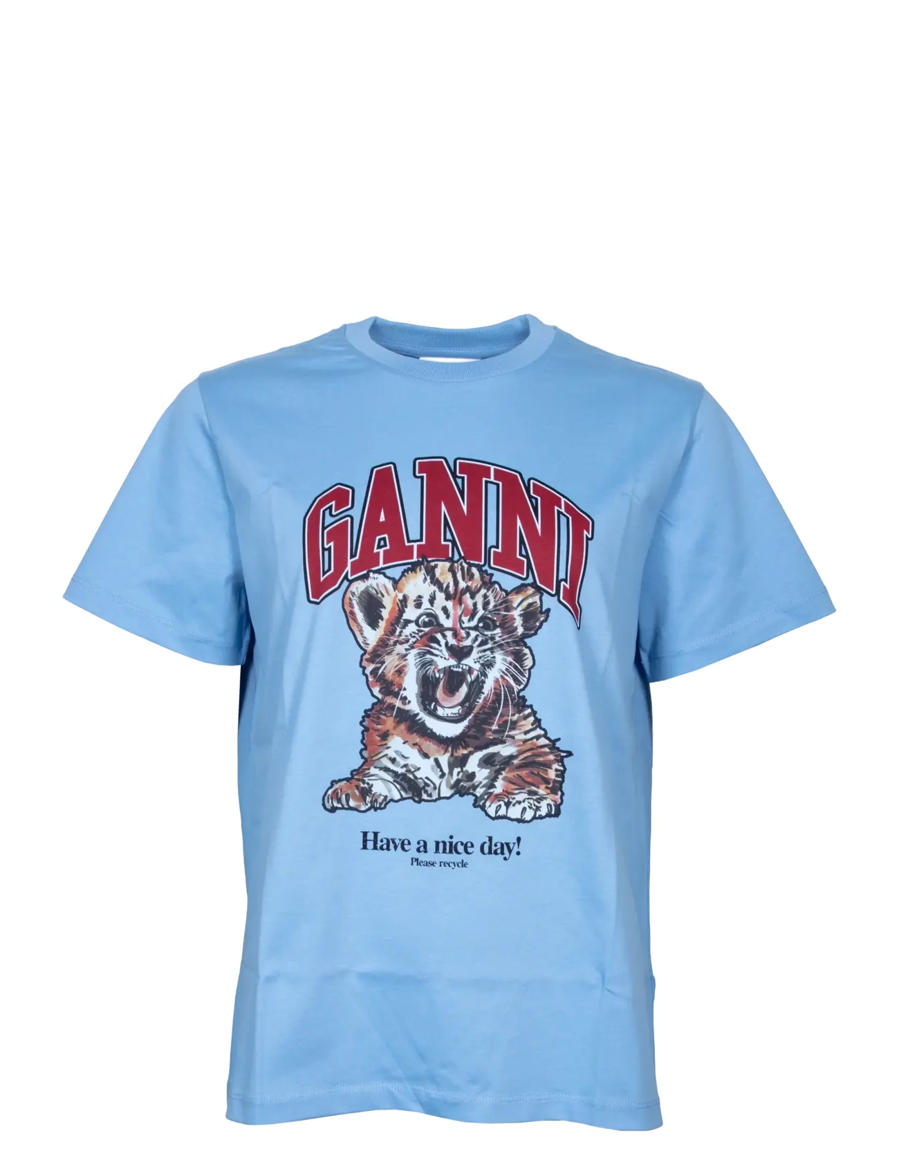 Ganni Basic Jersey Tiger Relaxed T-shirt - GANNI - BLUE / blue