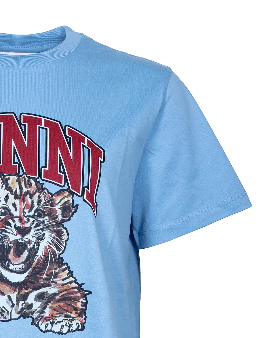 Ganni - Basic Jersey Tiger Relaxed T-shirt - t-paidat - blue - 2