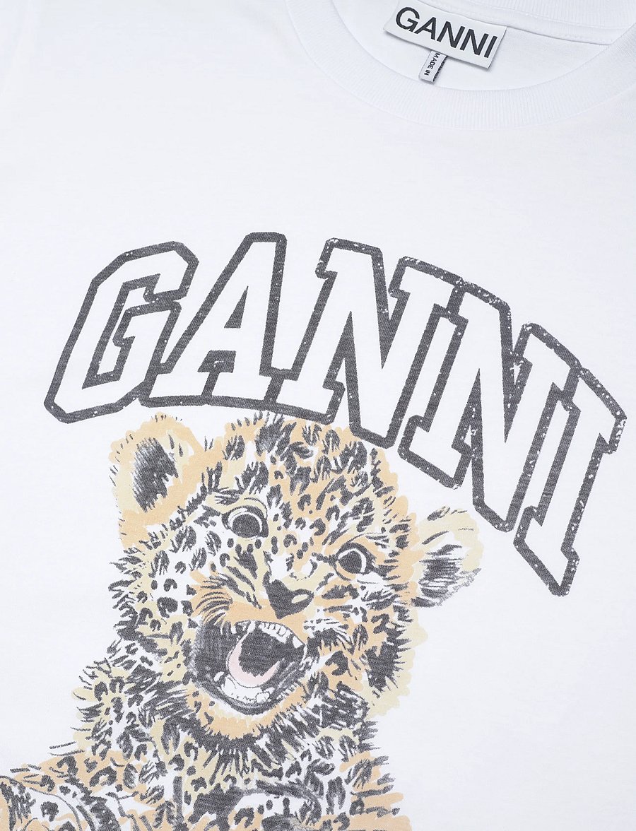 Ganni - White Basic Jersey Leopard Relaxed T-shirt - multicolored - 2