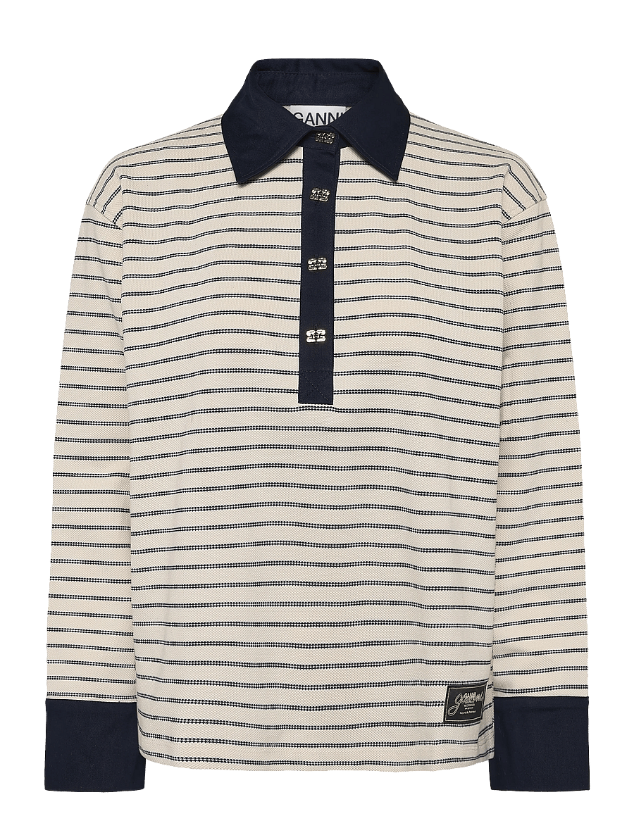 Ganni - Single Piquet Jersey Polo - poloshirts - multicolored - 0