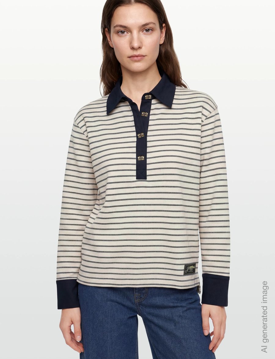 Ganni - Single Piquet Jersey Polo - pikéer - multicolored - 3