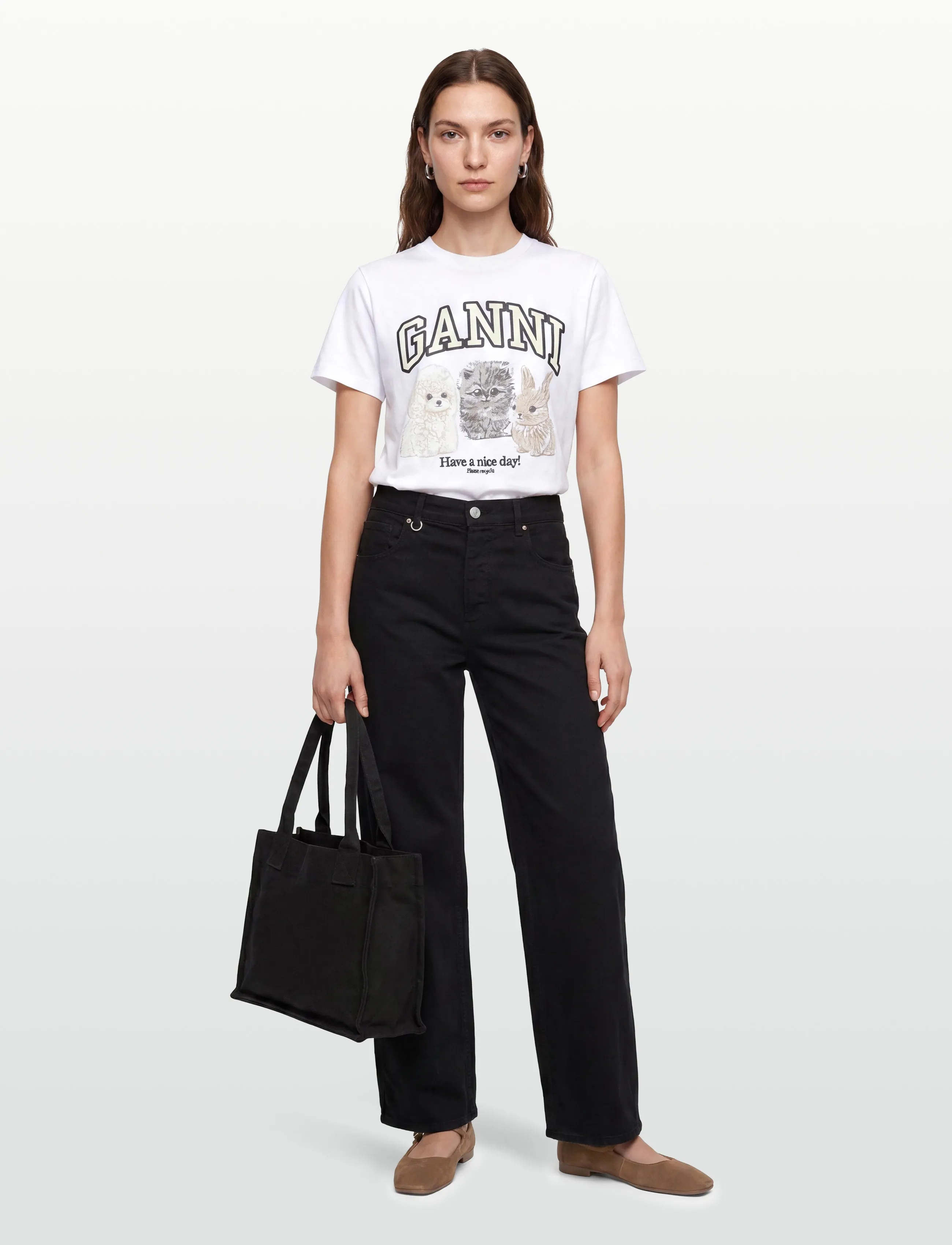 Ganni - "Have a Nice Day" t-shirt - white - 0