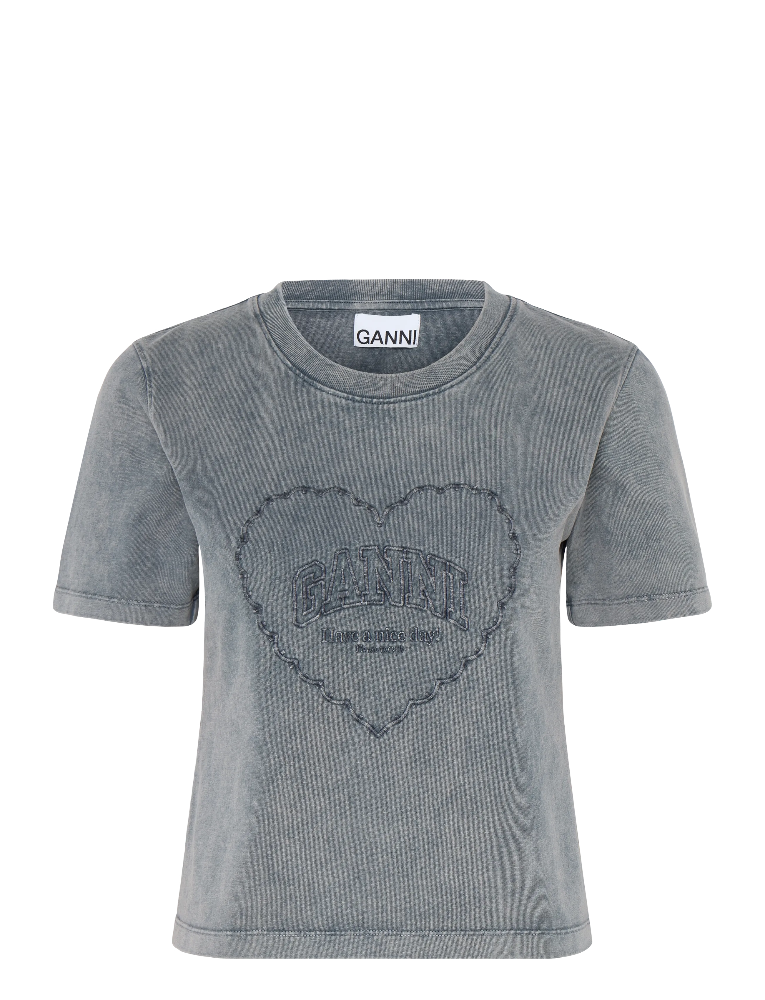 Ganni Washed Heart T-Shirts - Kleidung - GREY / grey