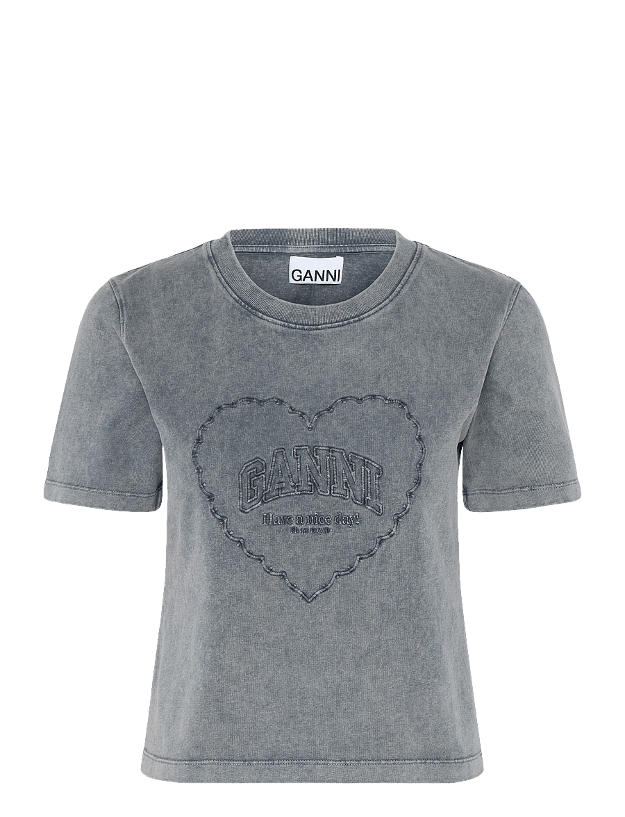 Ganni - Washed Heart T-Shirts - t-shirts - grey - 0