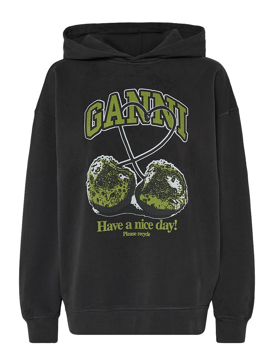 Ganni - Cherries Oversized Hoodie - kapuzenpullover - grey - 1