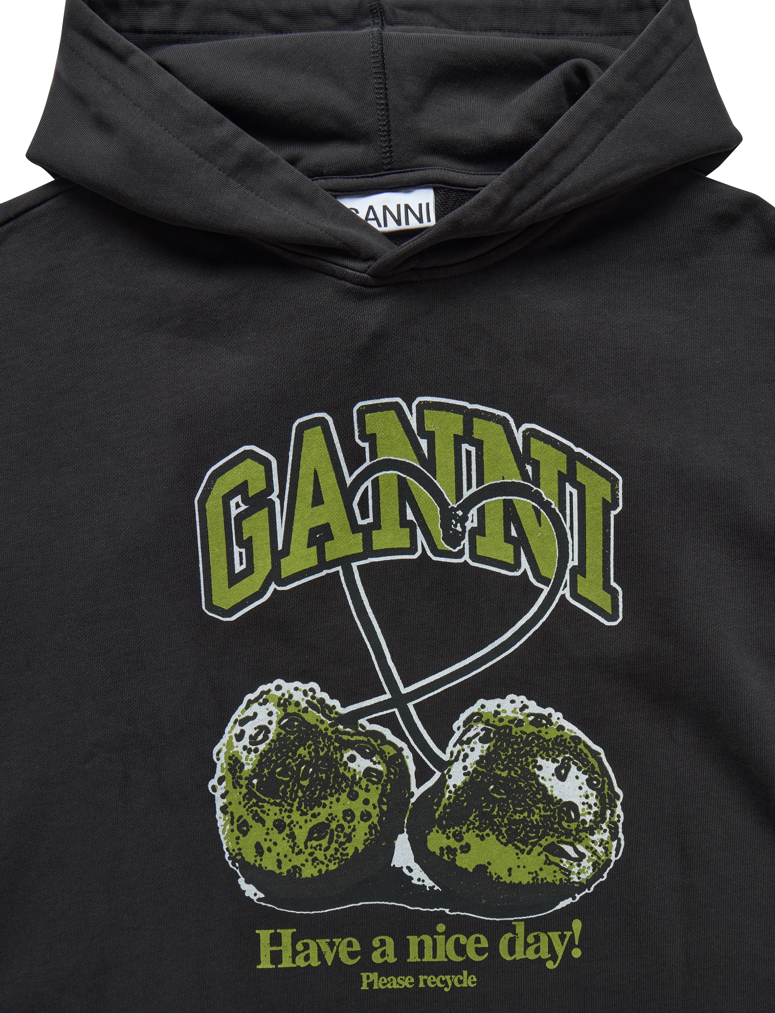 Ganni - Cherries Oversized Hoodie - kapuzenpullover - grey - 5