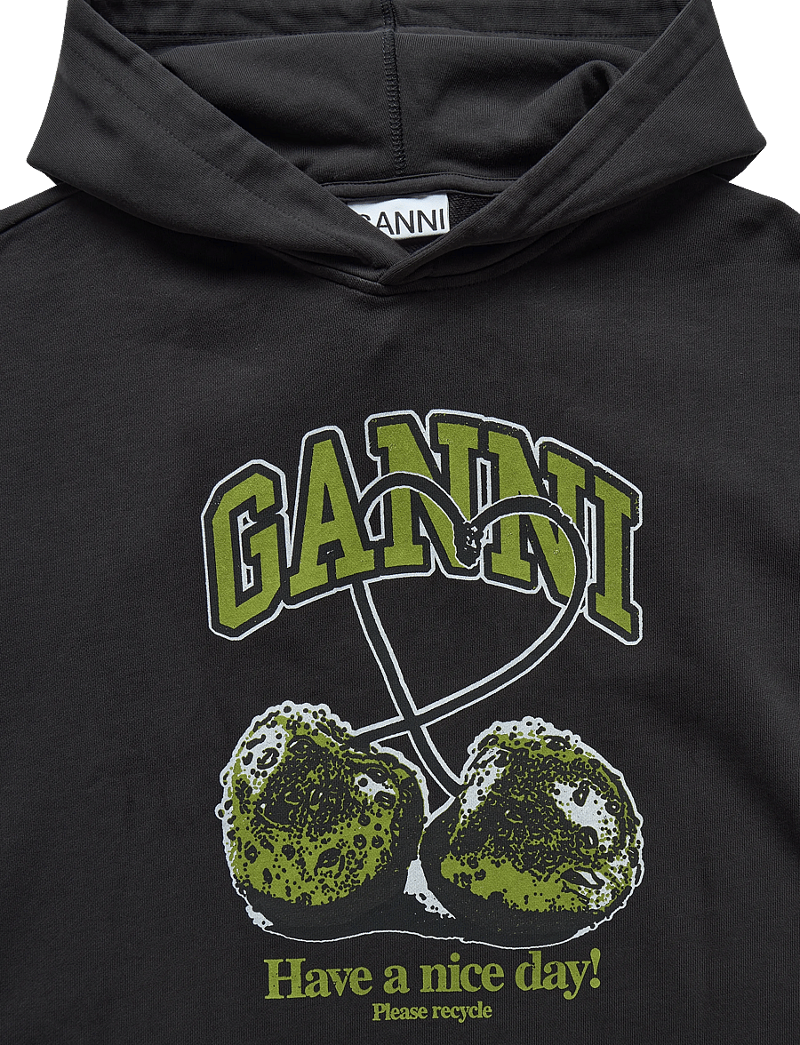 Ganni - Cherries Oversized Hoodie - kapuzenpullover - grey - 5