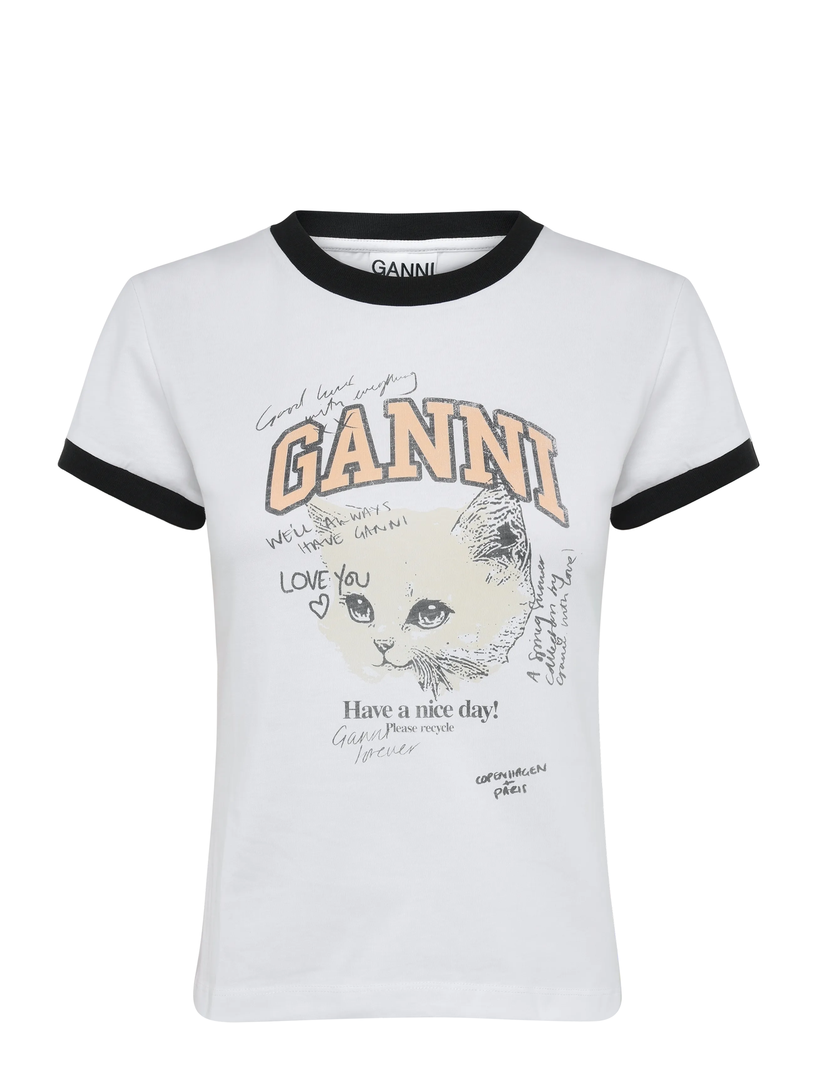 Ganni Cotton Jersey T Shirt - T-shirts - WHITE / white