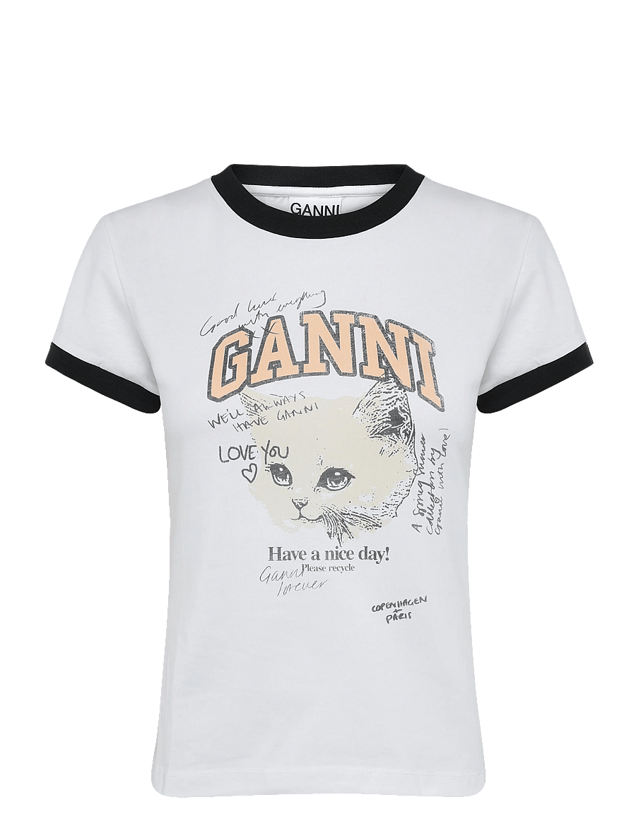Ganni - Cotton Jersey T Shirt - t-särgid - white - 0