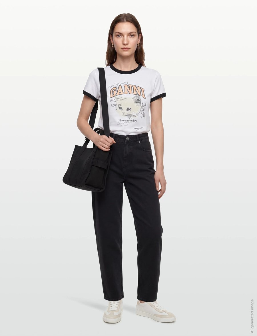 Ganni - Cotton Jersey T Shirt - t-shirts - white - 0