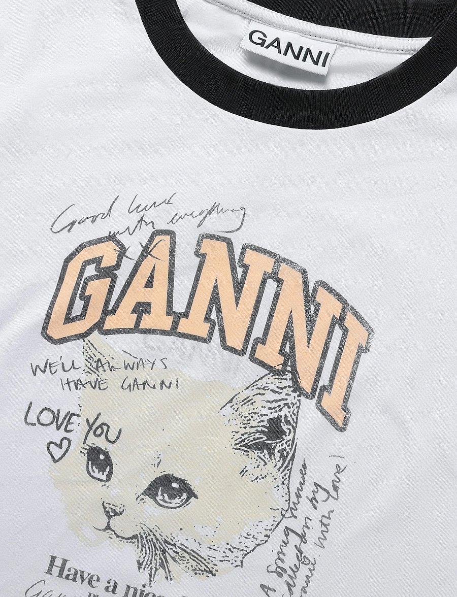 Ganni - Cotton Jersey T Shirt - t-särgid - white - 2