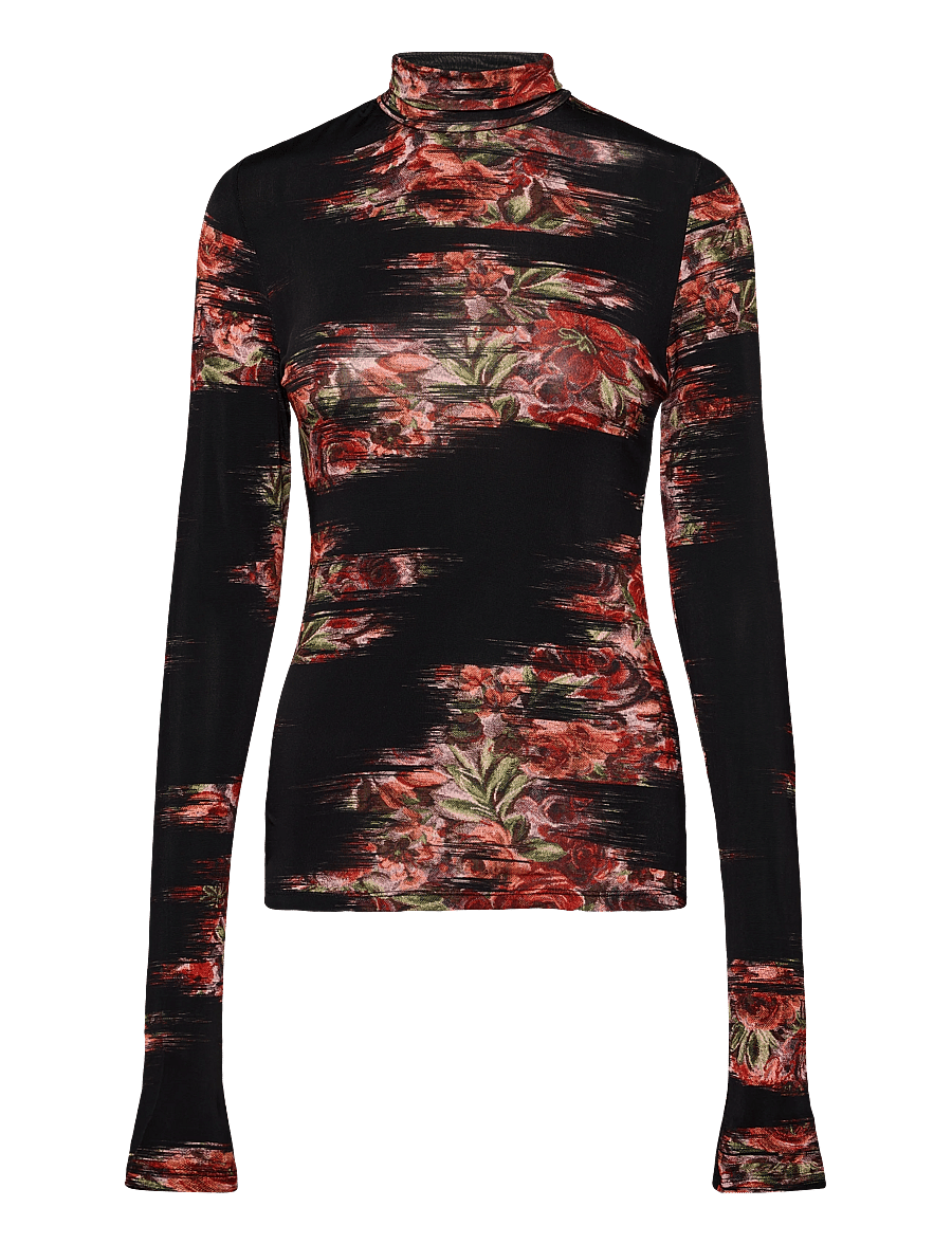 Ganni - Floral Jersey Turtleneck - gebreide truien - multicolored - 1