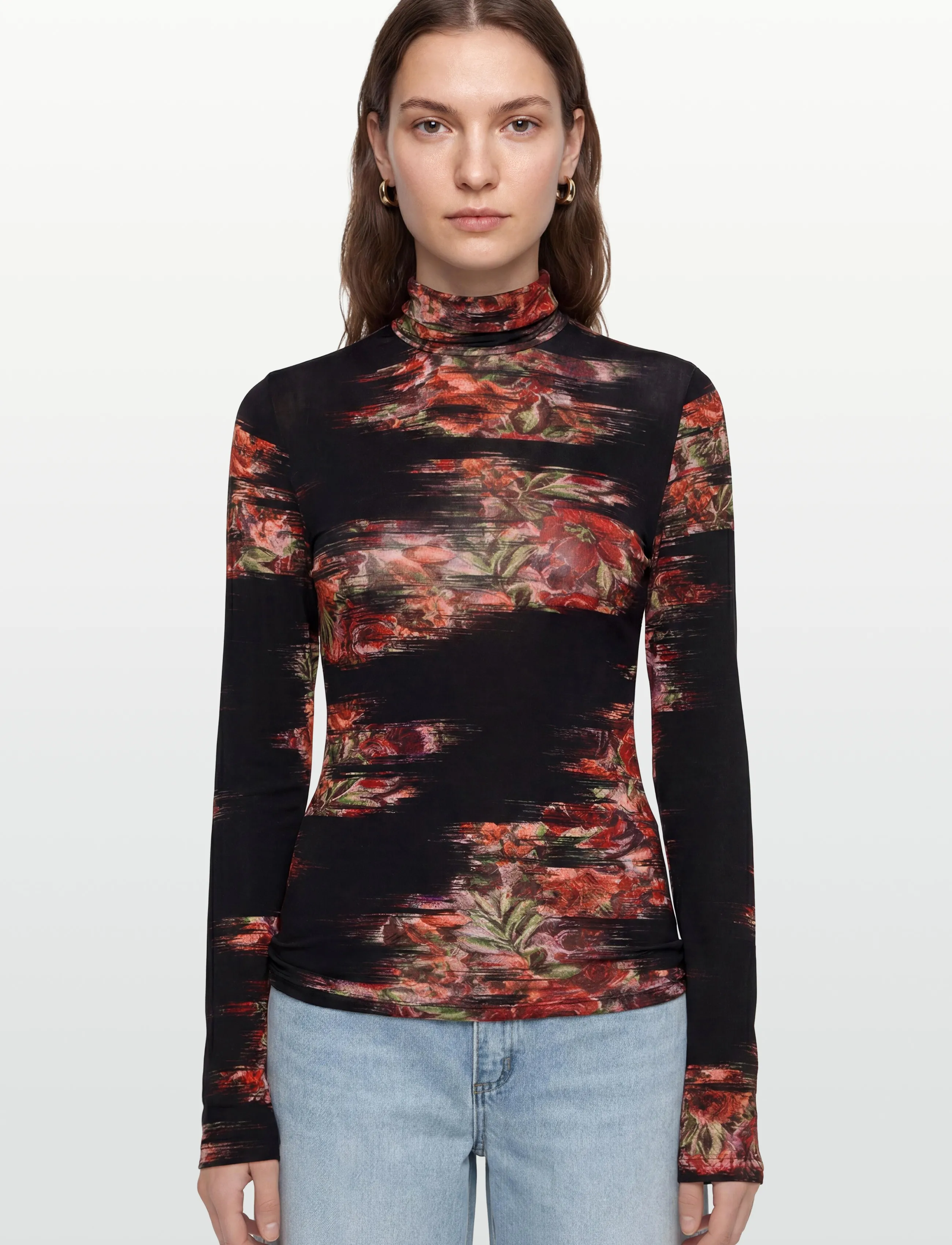 Ganni - Floral Jersey Turtleneck - multicolored - 3