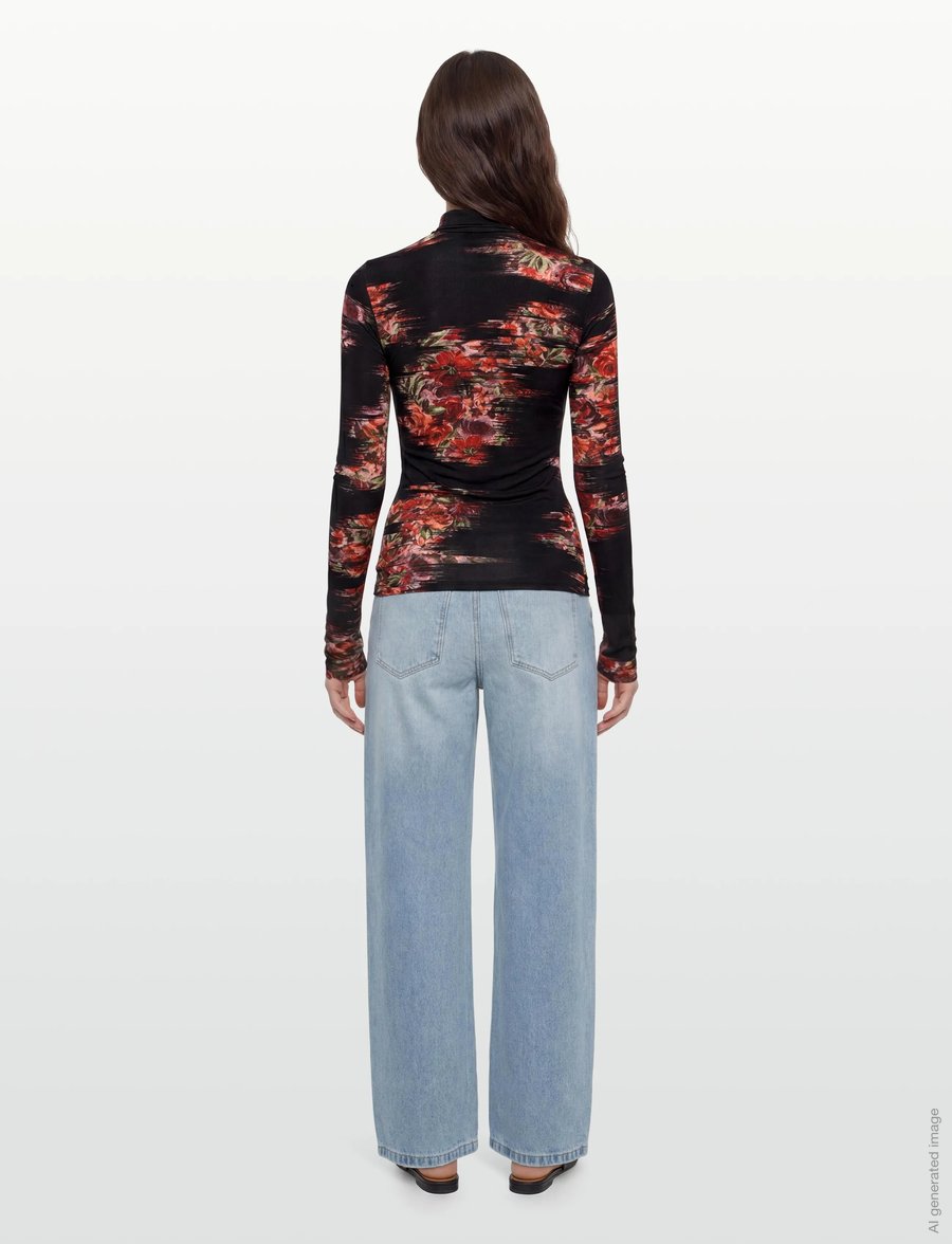 Ganni - Floral Jersey Turtleneck - gebreide truien - multicolored - 4