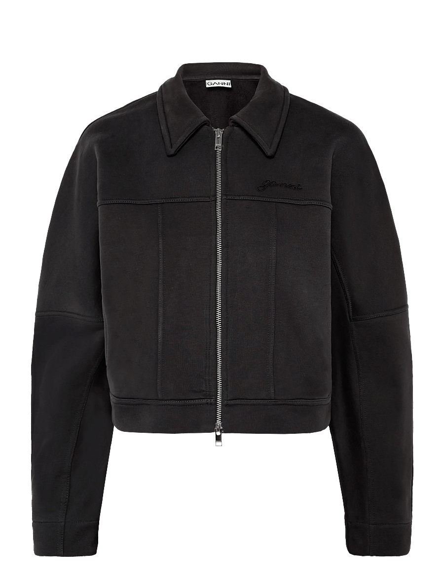 Ganni - Heavy Terry Jersey Bomber Jacket - frühlingsjacken - grey - 0