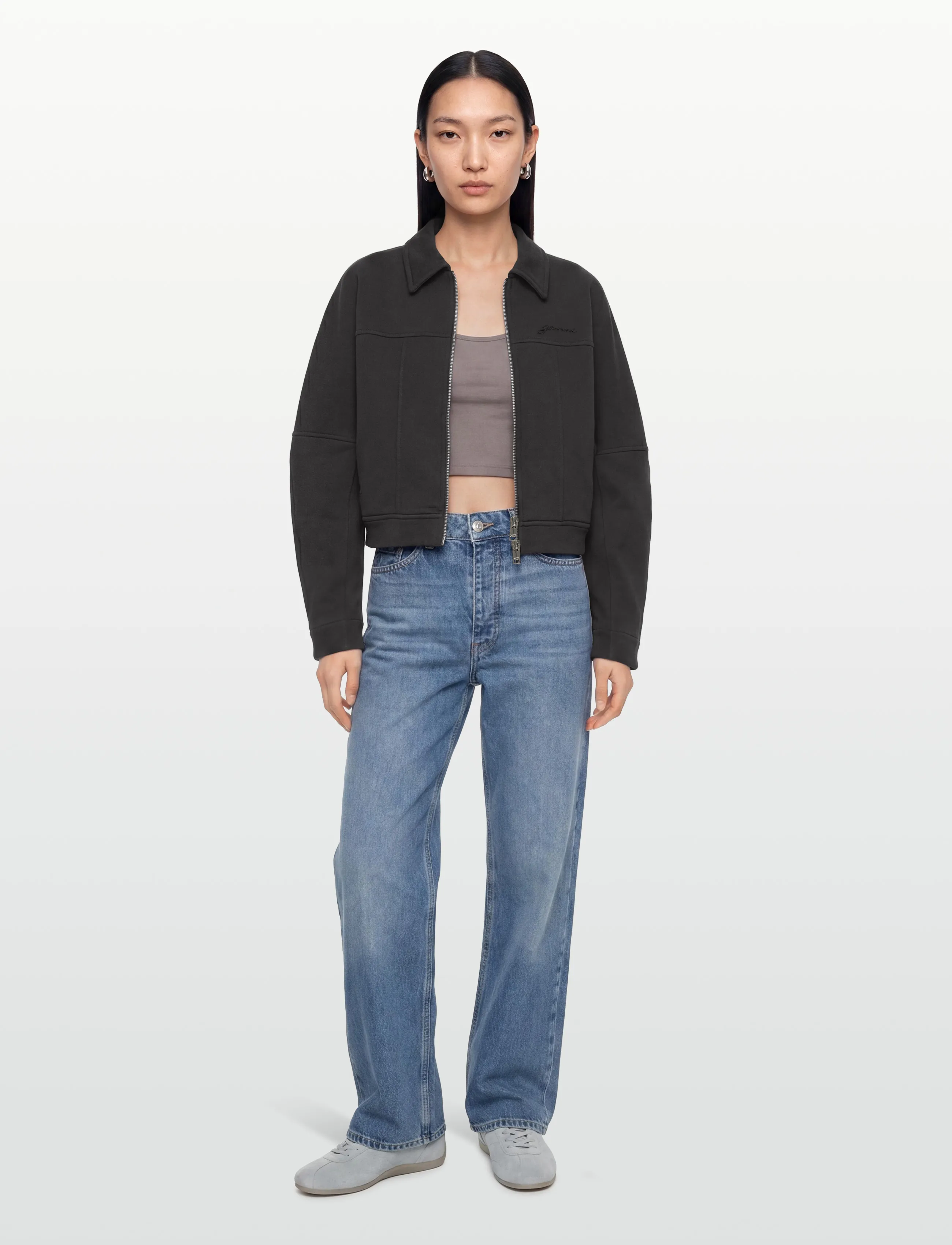 Ganni Heavy Terry Jersey Bomber Jacket, M, Jackets, Grau - Bomber, Frauen