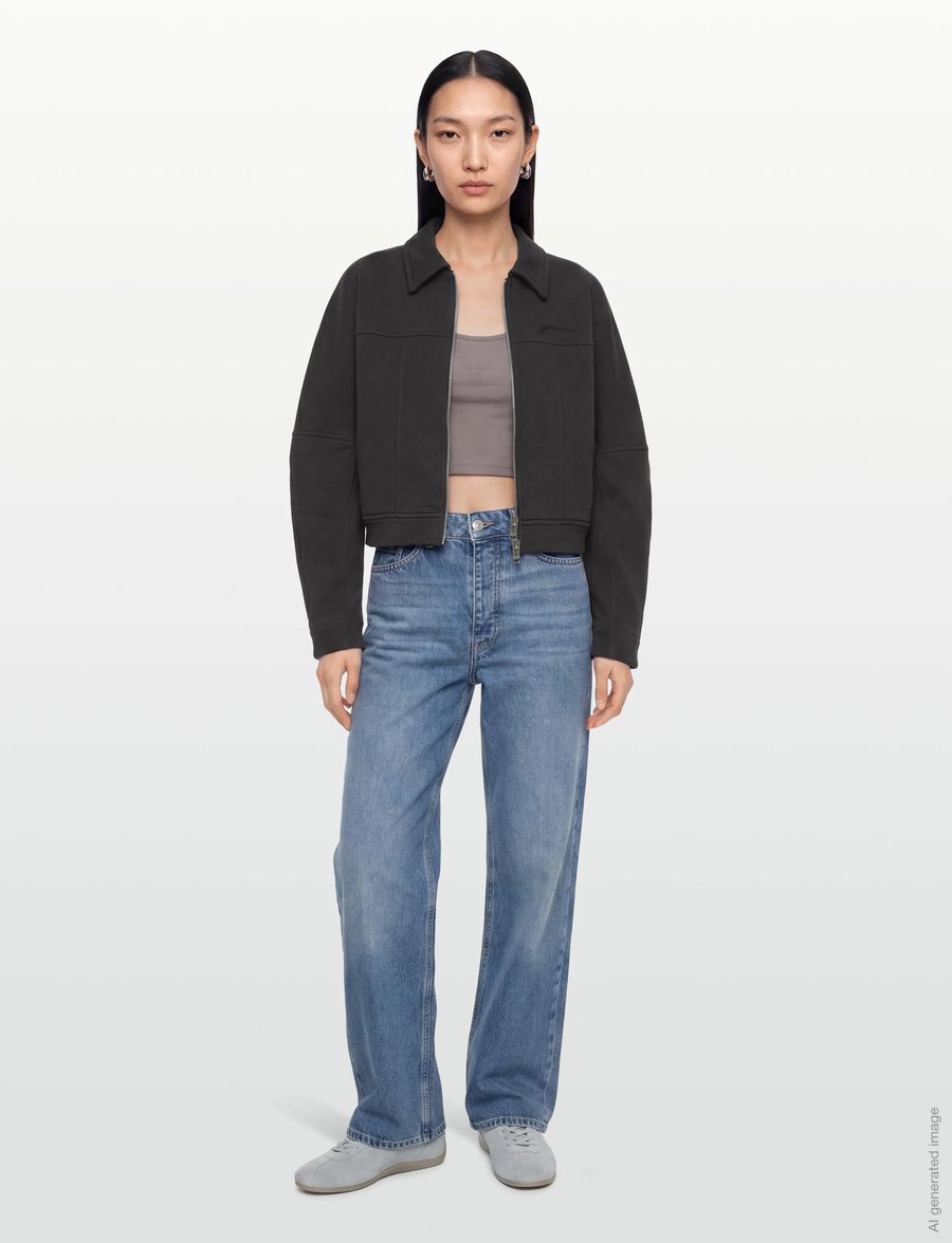 Ganni - Heavy Terry Jersey Bomber Jacket - grey - 0