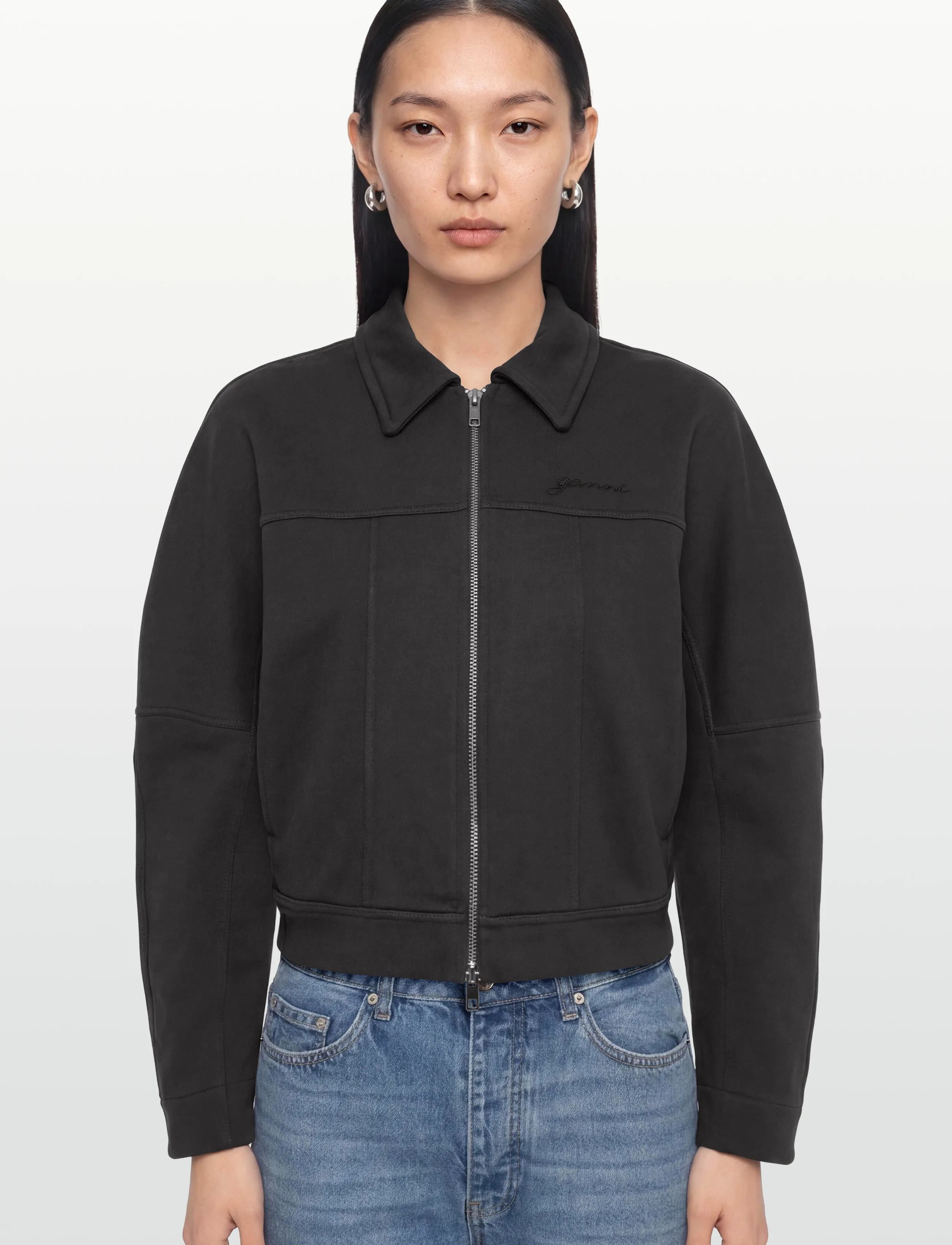 Ganni - Heavy Terry Jersey Bomber Jacket - grey - 3