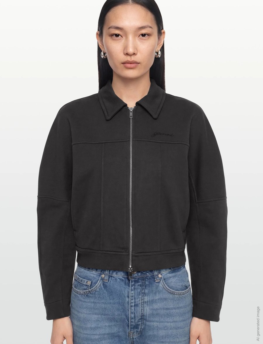 Ganni - Heavy Terry Jersey Bomber Jacket - grey - 3