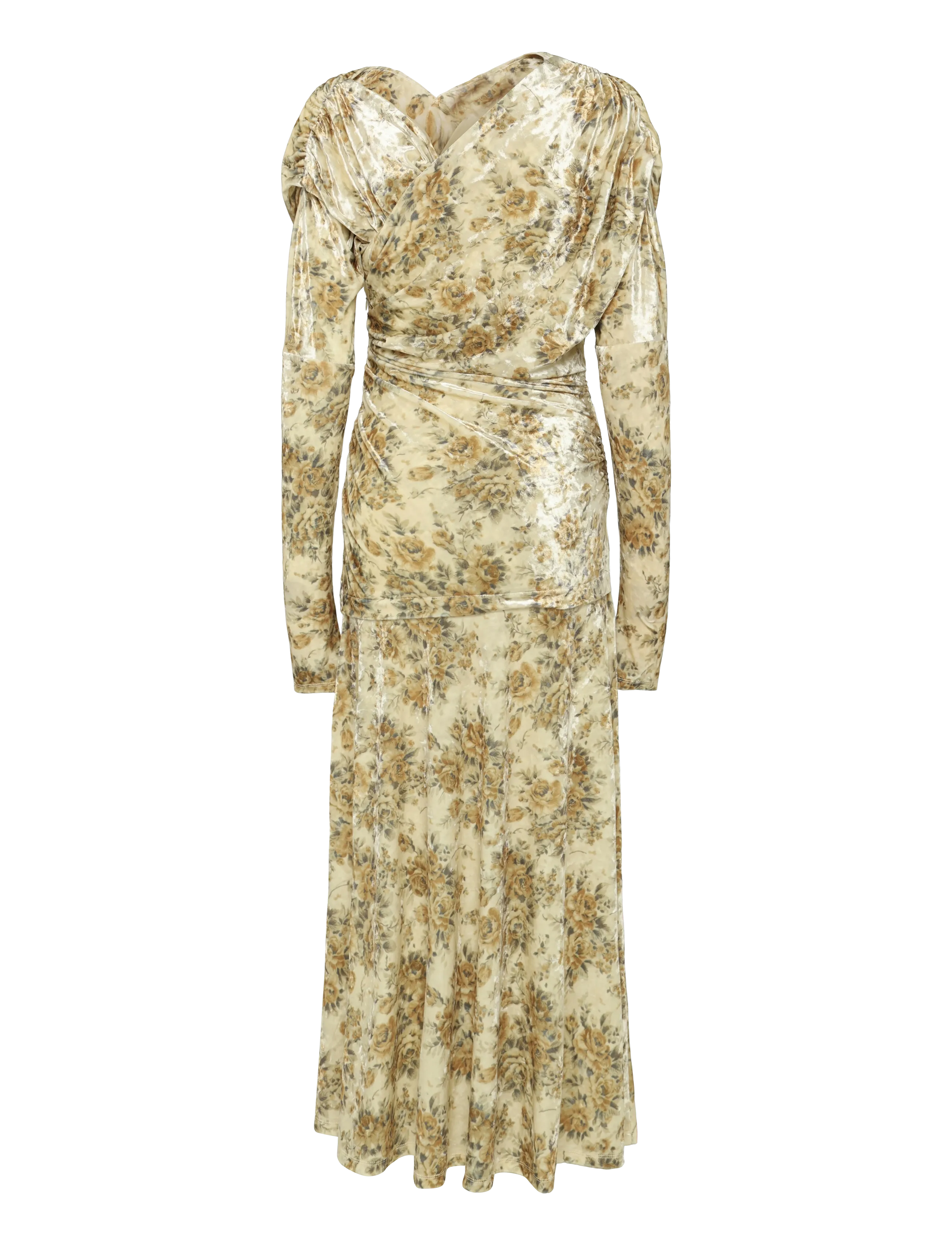 Ganni - Golden Floral Ruched Dress - multicolored - 1