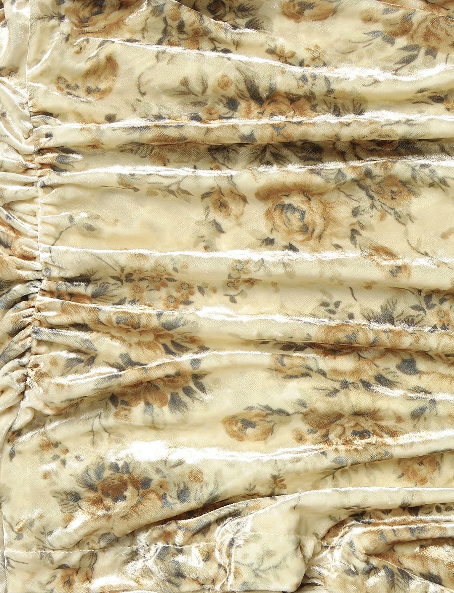 Ganni - Golden Floral Ruched Dress - aftonklänningar - multicolored - 3