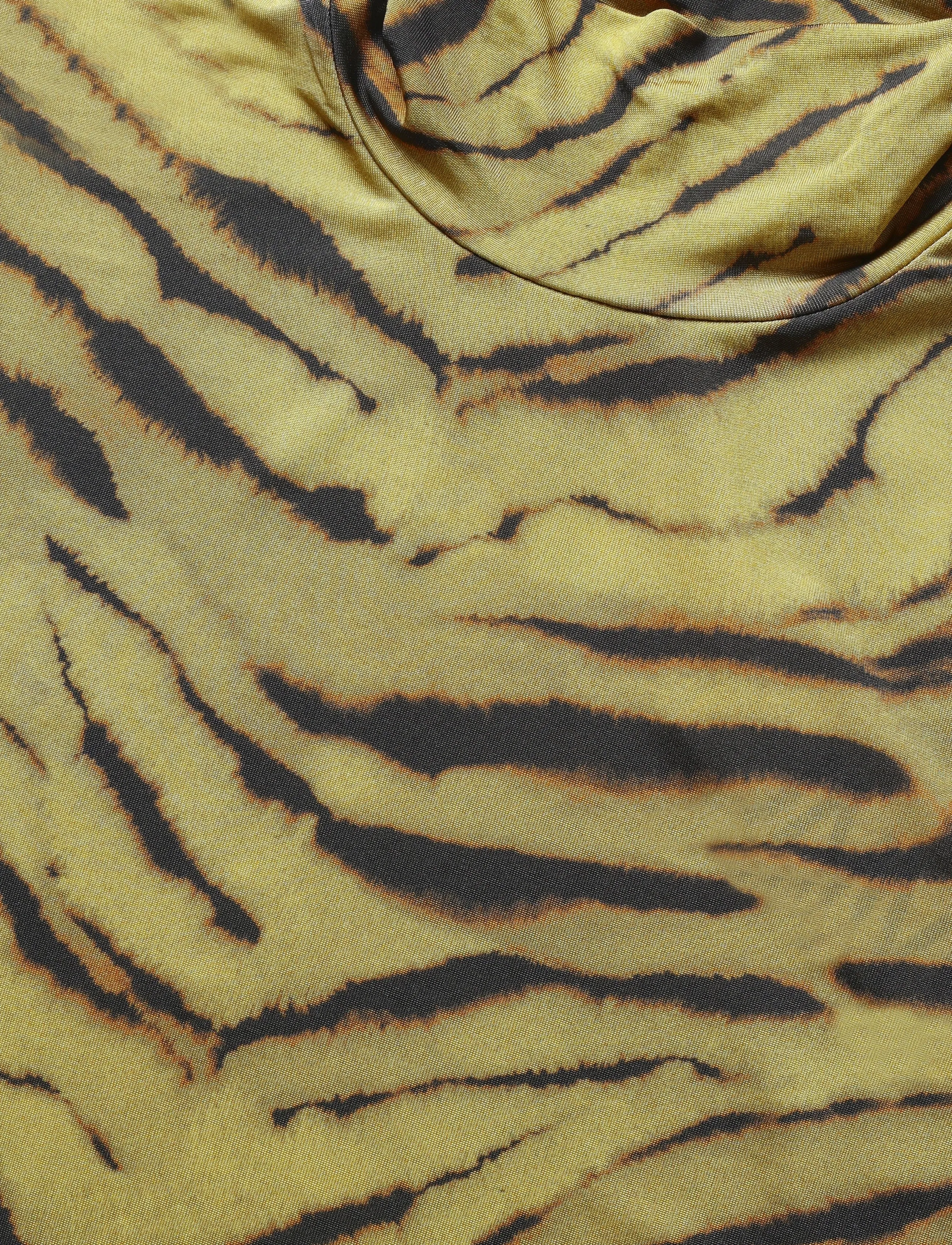 Ganni - Printed Shiny Jersey Turtleneck - khakigreen - 2