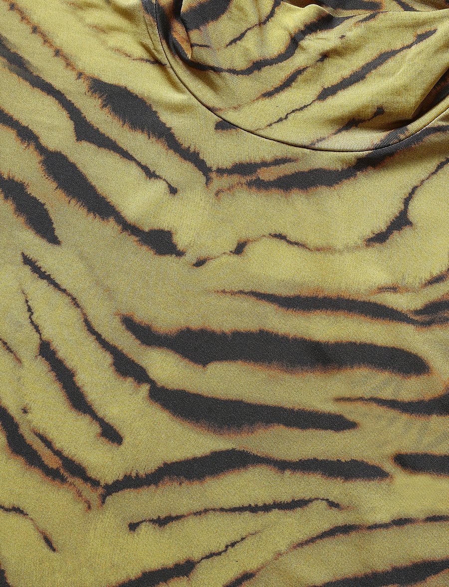 Ganni - Printed Shiny Jersey Turtleneck - rollkragenpullover - khakigreen - 5