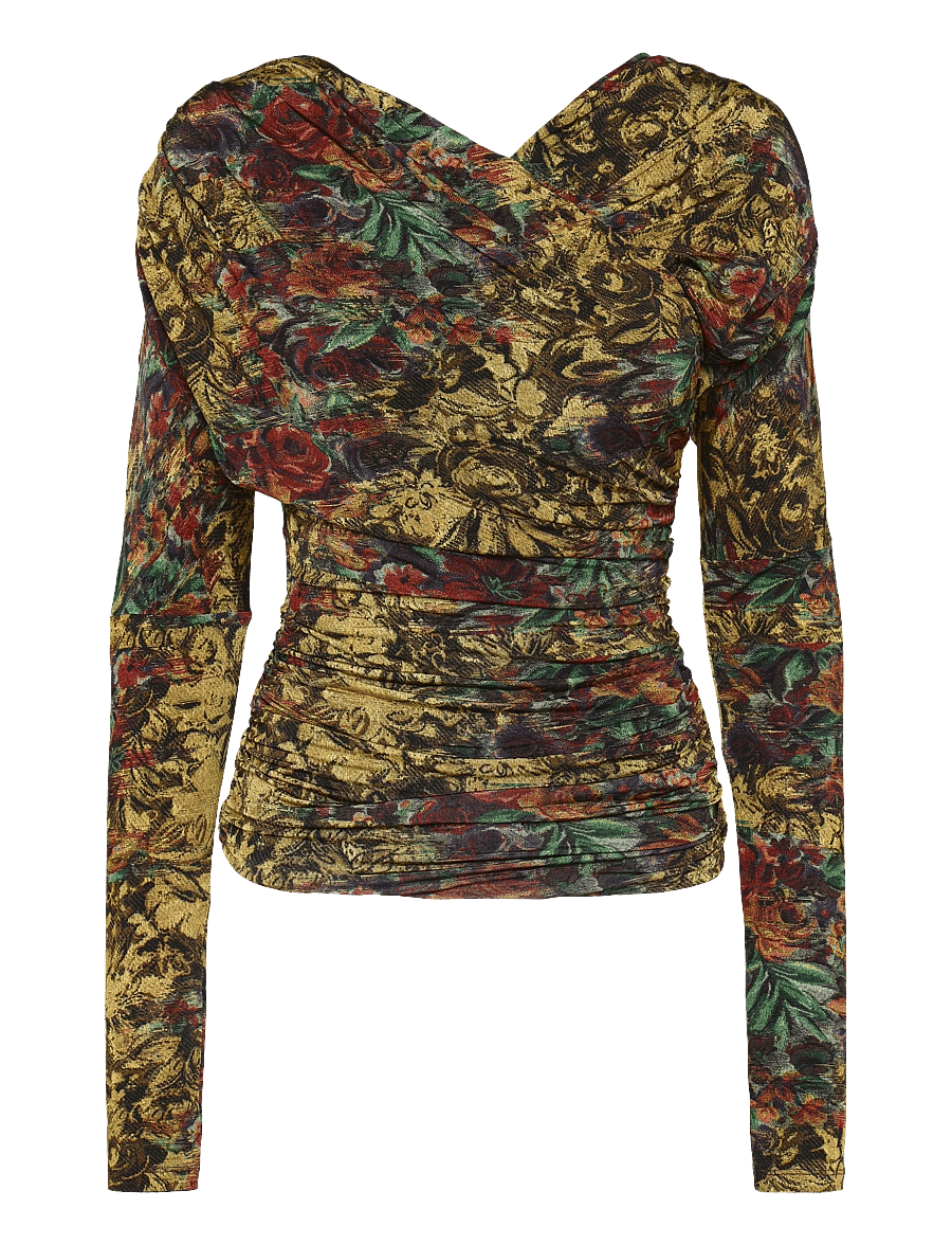 Ganni - Top In Printed Jersey - langærmede toppe - multicolored - 1