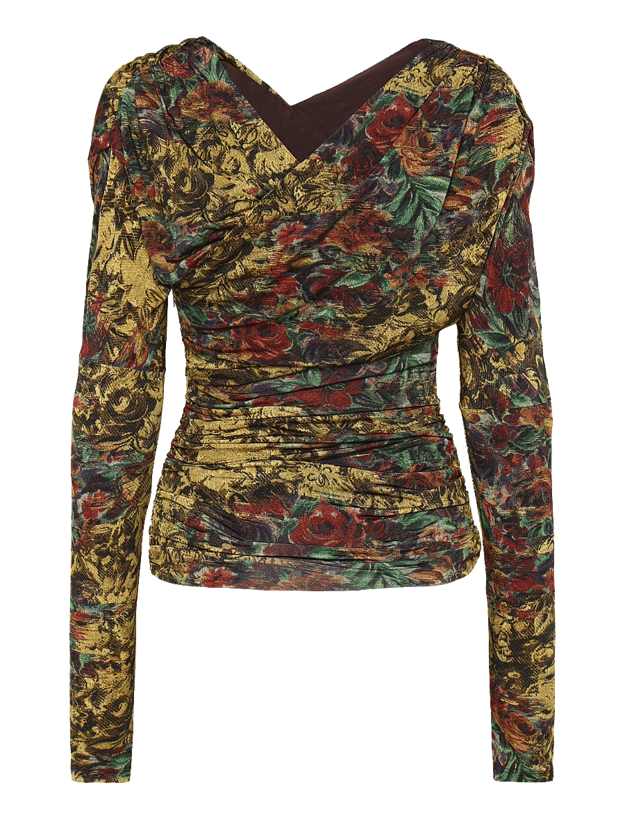 Ganni - Top In Printed Jersey - langærmede toppe - multicolored - 2