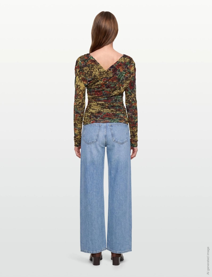 Ganni - Top In Printed Jersey - langærmede toppe - multicolored - 4