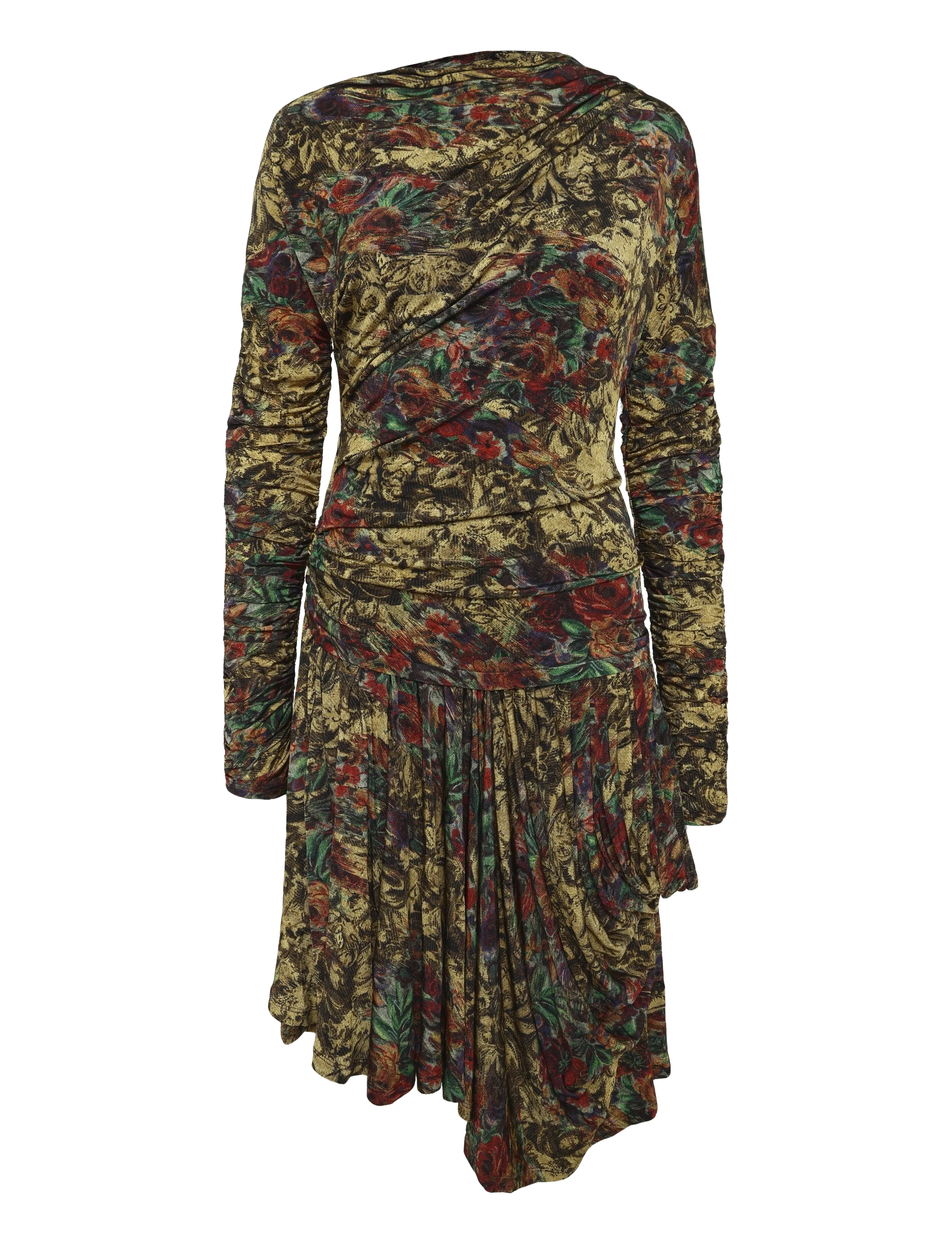 Ganni - Floral Print Ruched Mini Dress - korta klänningar - multicolored - 1