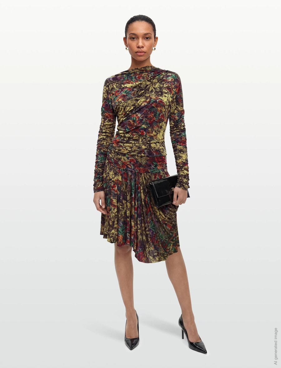 Ganni - Floral Print Ruched Mini Dress - kurze kleider - multicolored - 0