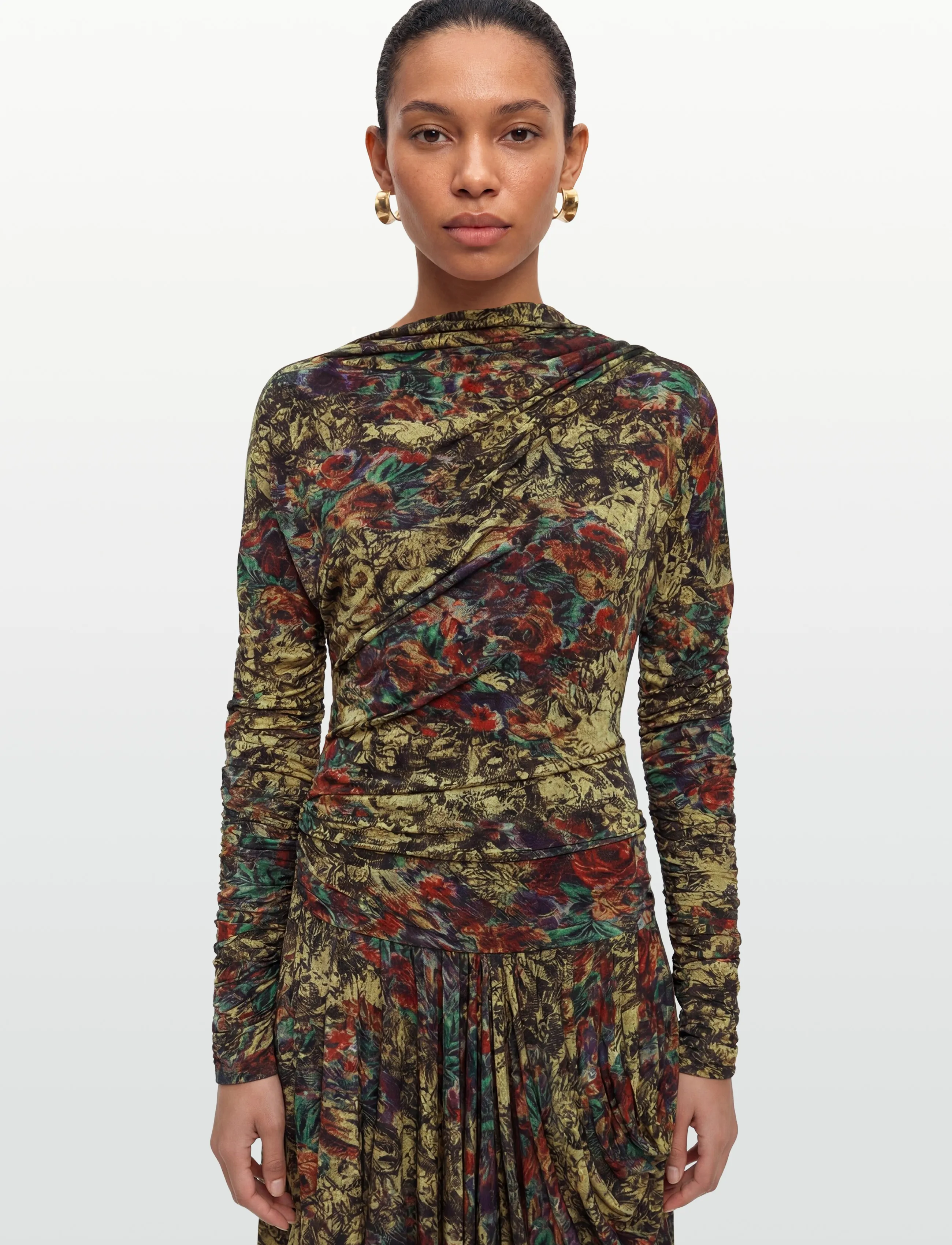 Ganni - Floral Print Ruched Mini Dress - korta klänningar - multicolored - 3