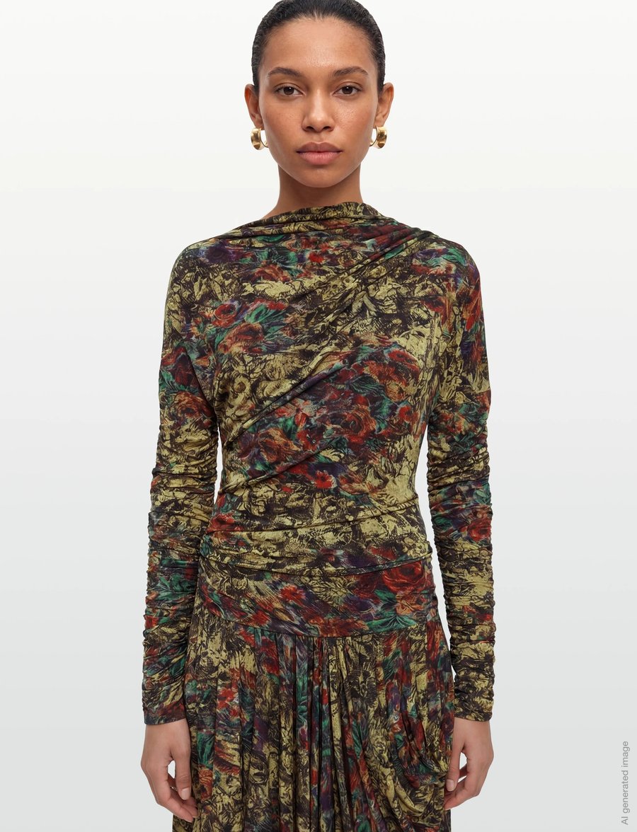 Ganni - Floral Print Ruched Mini Dress - kurze kleider - multicolored - 3