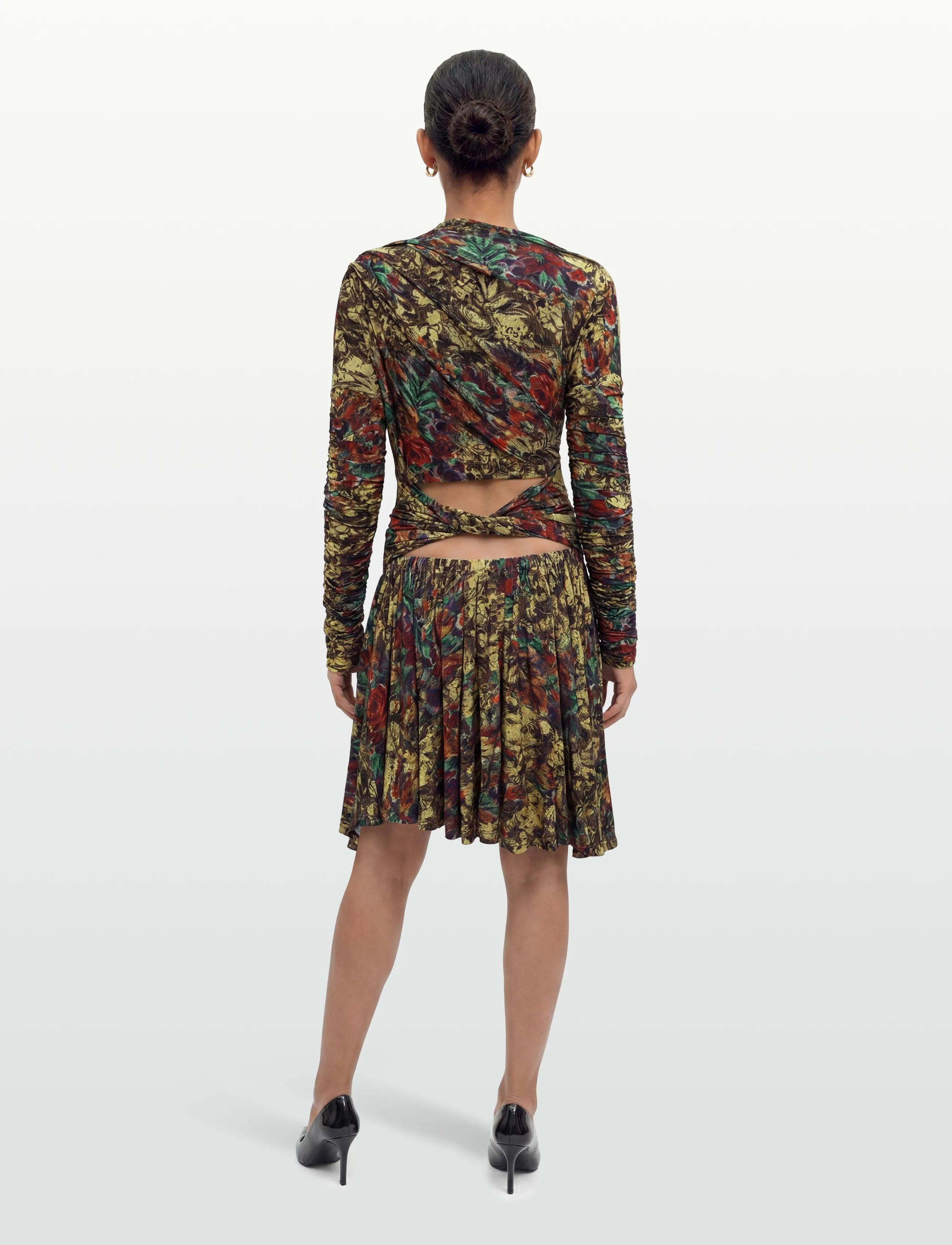 Ganni - Floral Print Ruched Mini Dress - korta klänningar - multicolored - 4
