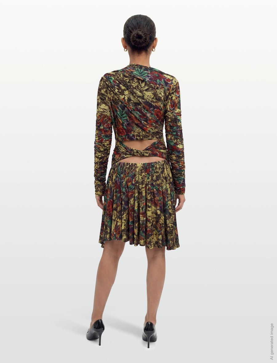 Ganni - Floral Print Ruched Mini Dress - kurze kleider - multicolored - 4